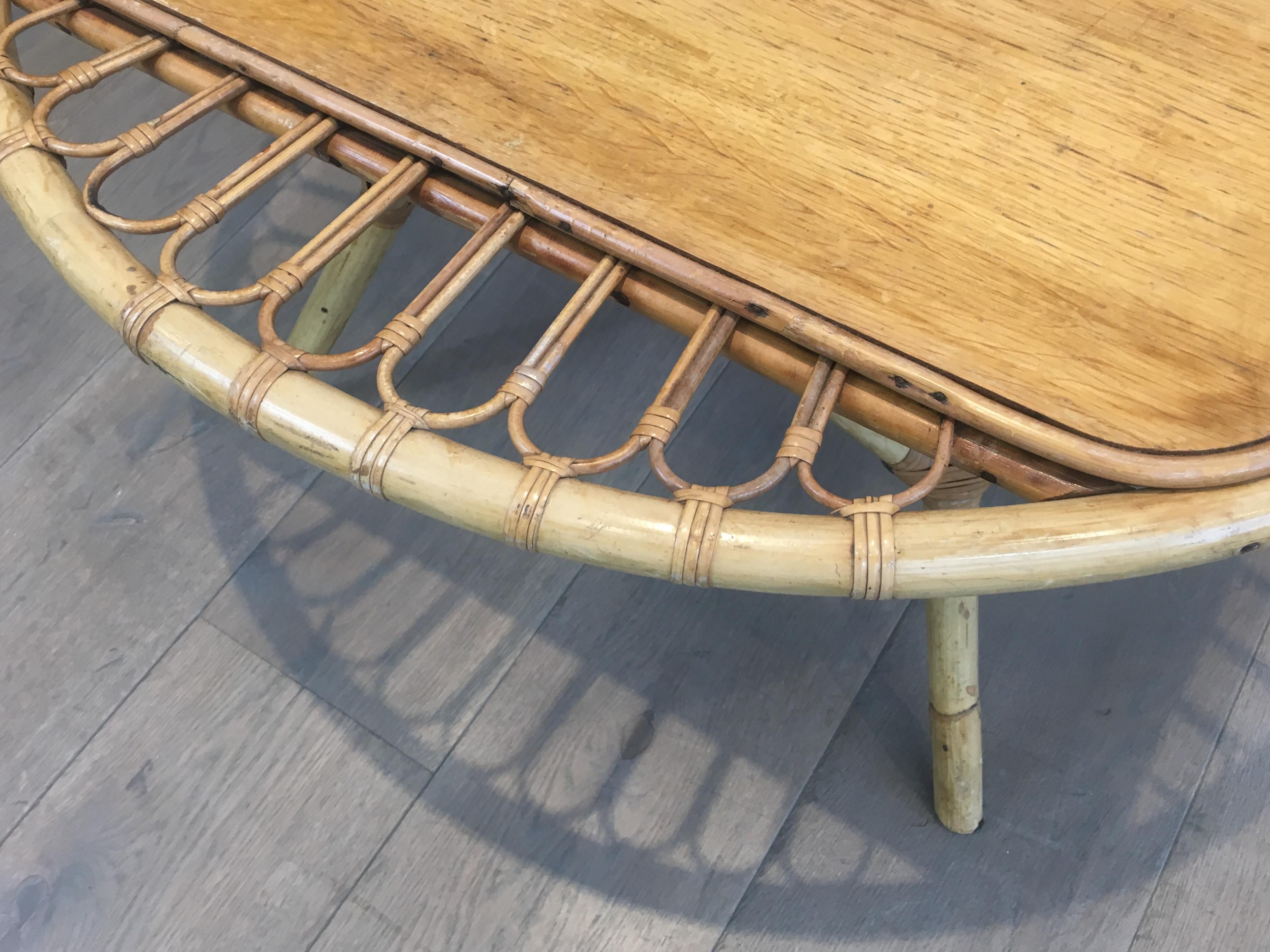 Rattan Trampoline Coffee Table. French Work. Circa 1950 For Sale 6