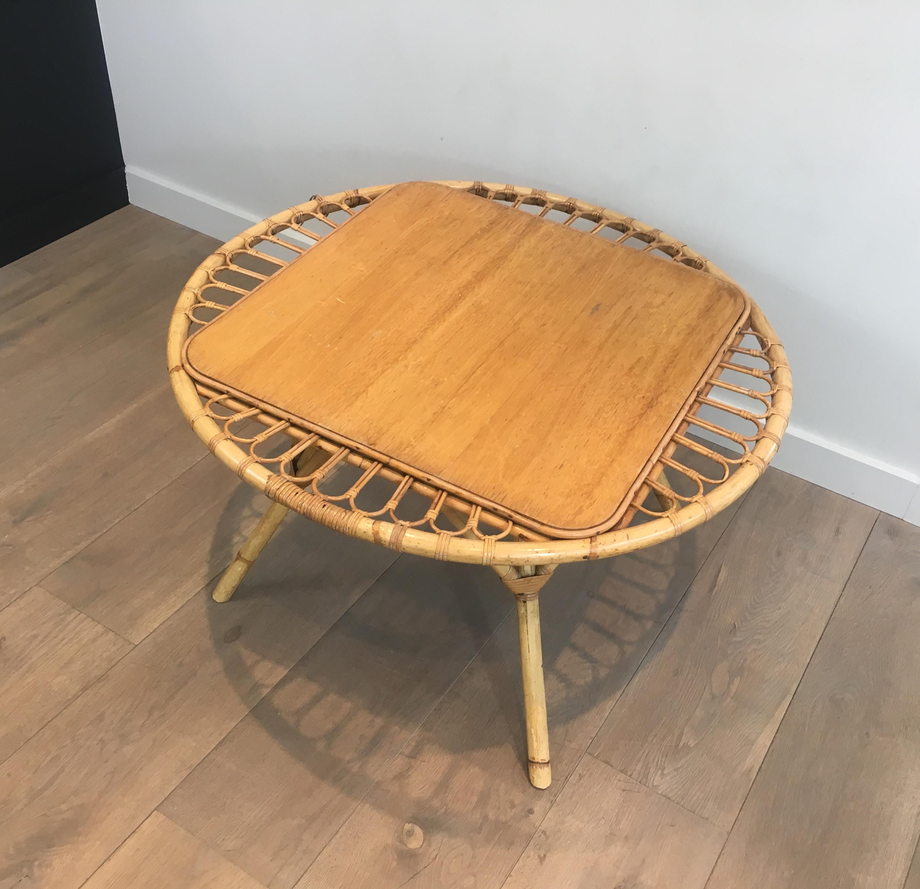 Rattan Trampoline Coffee Table. French Work. Circa 1950 For Sale 7