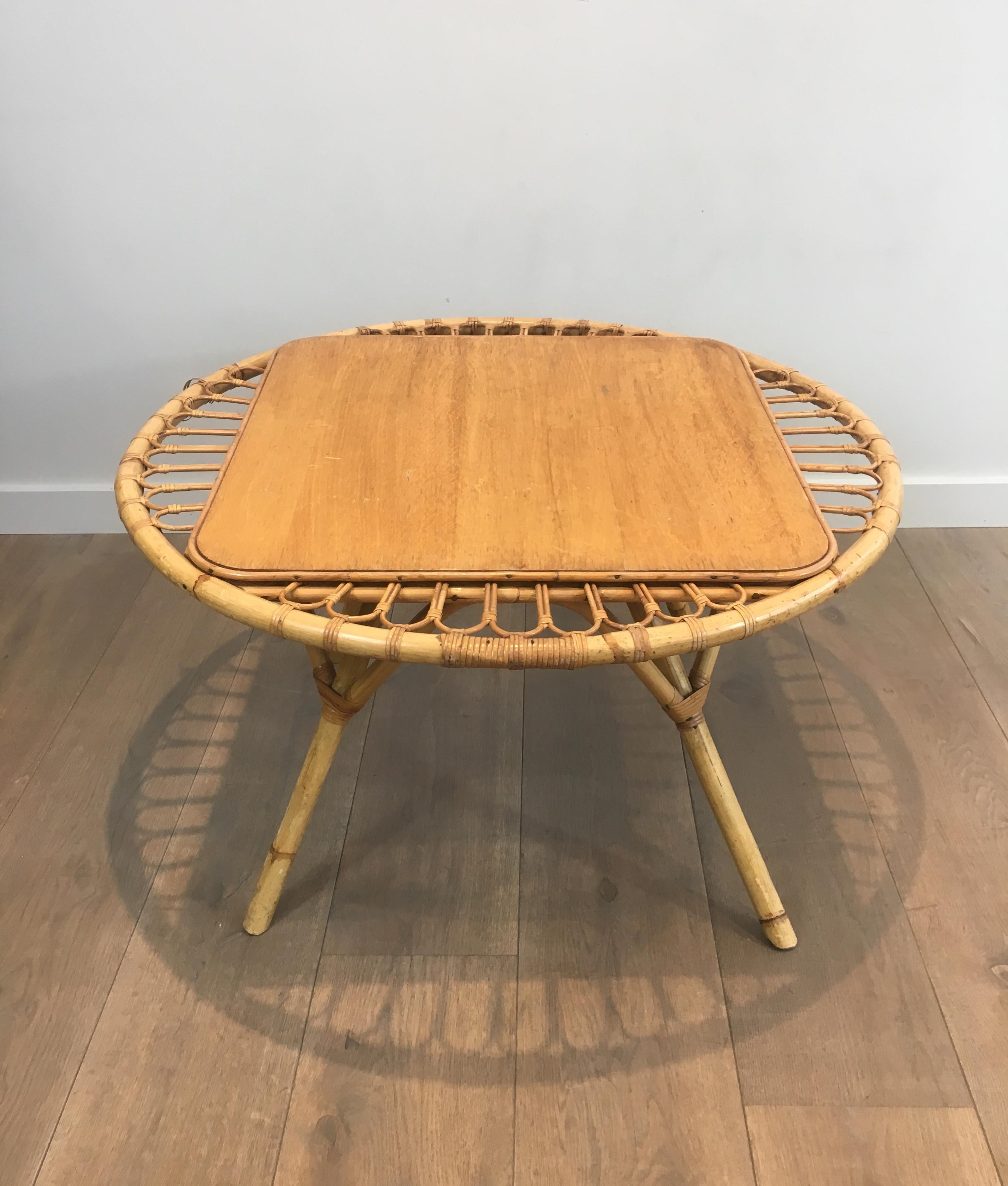 Rattan Trampoline Coffee Table. French Work. Circa 1950 For Sale 8