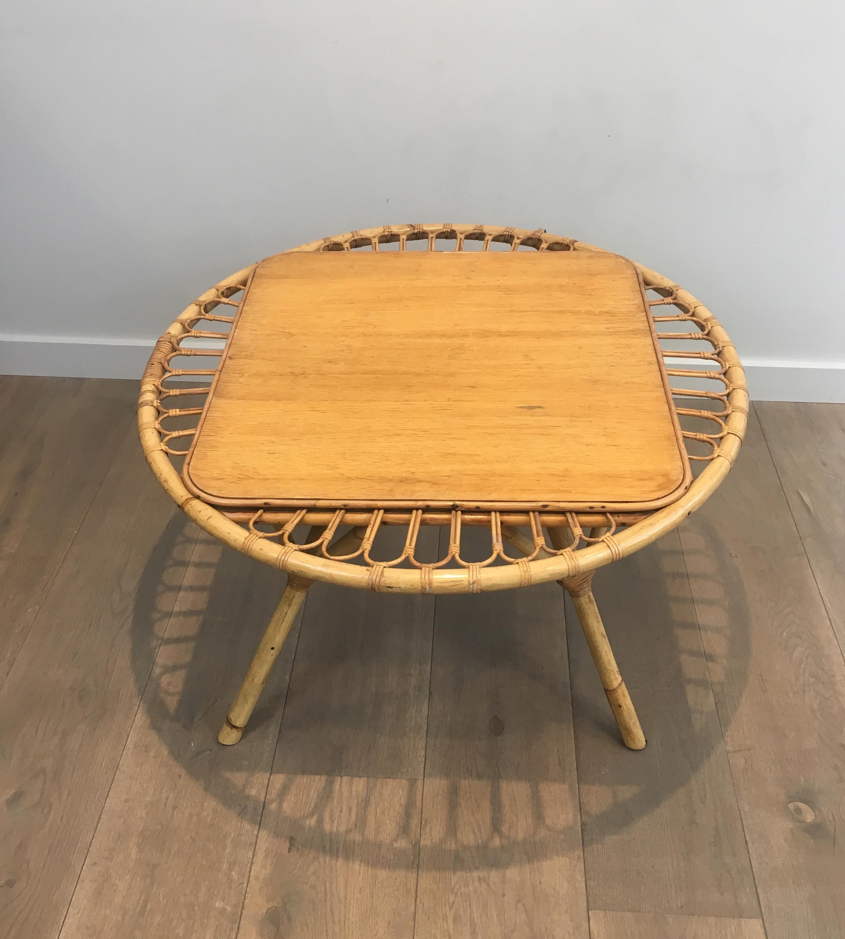 Rattan Trampoline Coffee Table. French Work. Circa 1950 For Sale 9