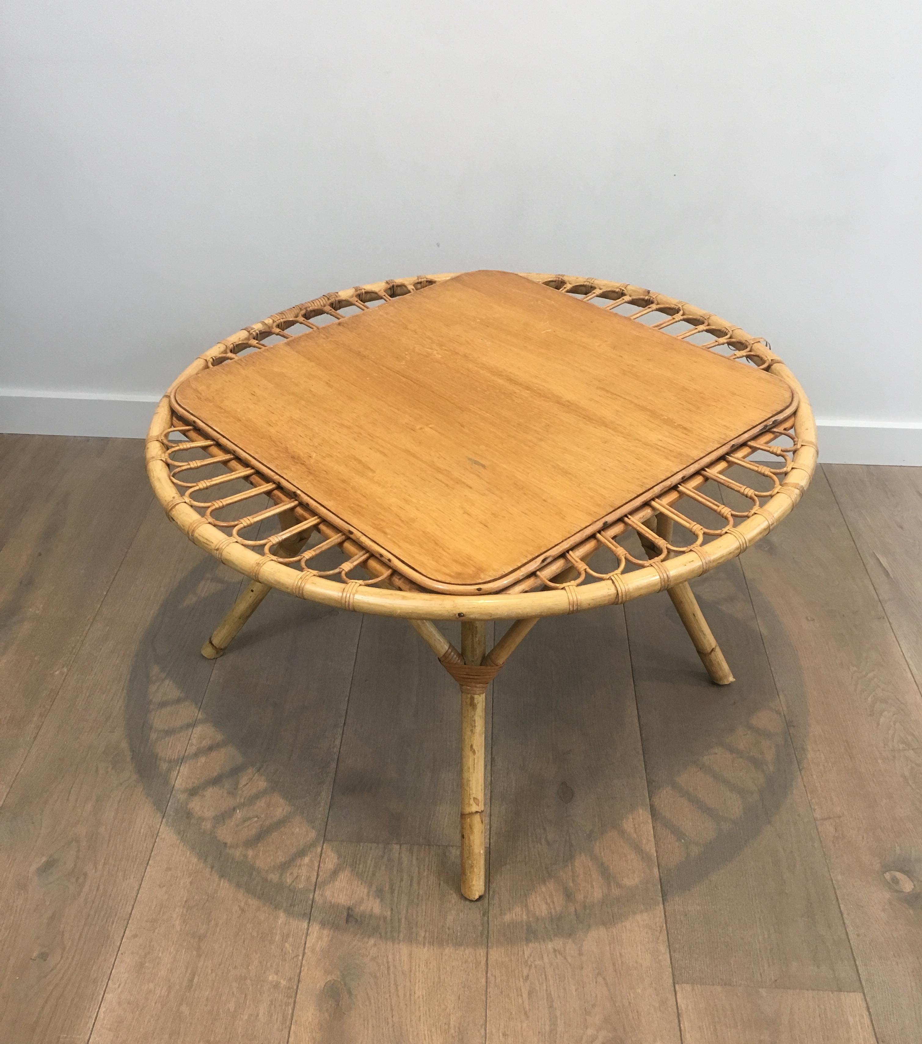 Rattan Trampoline Coffee Table. French Work. Circa 1950 For Sale 10