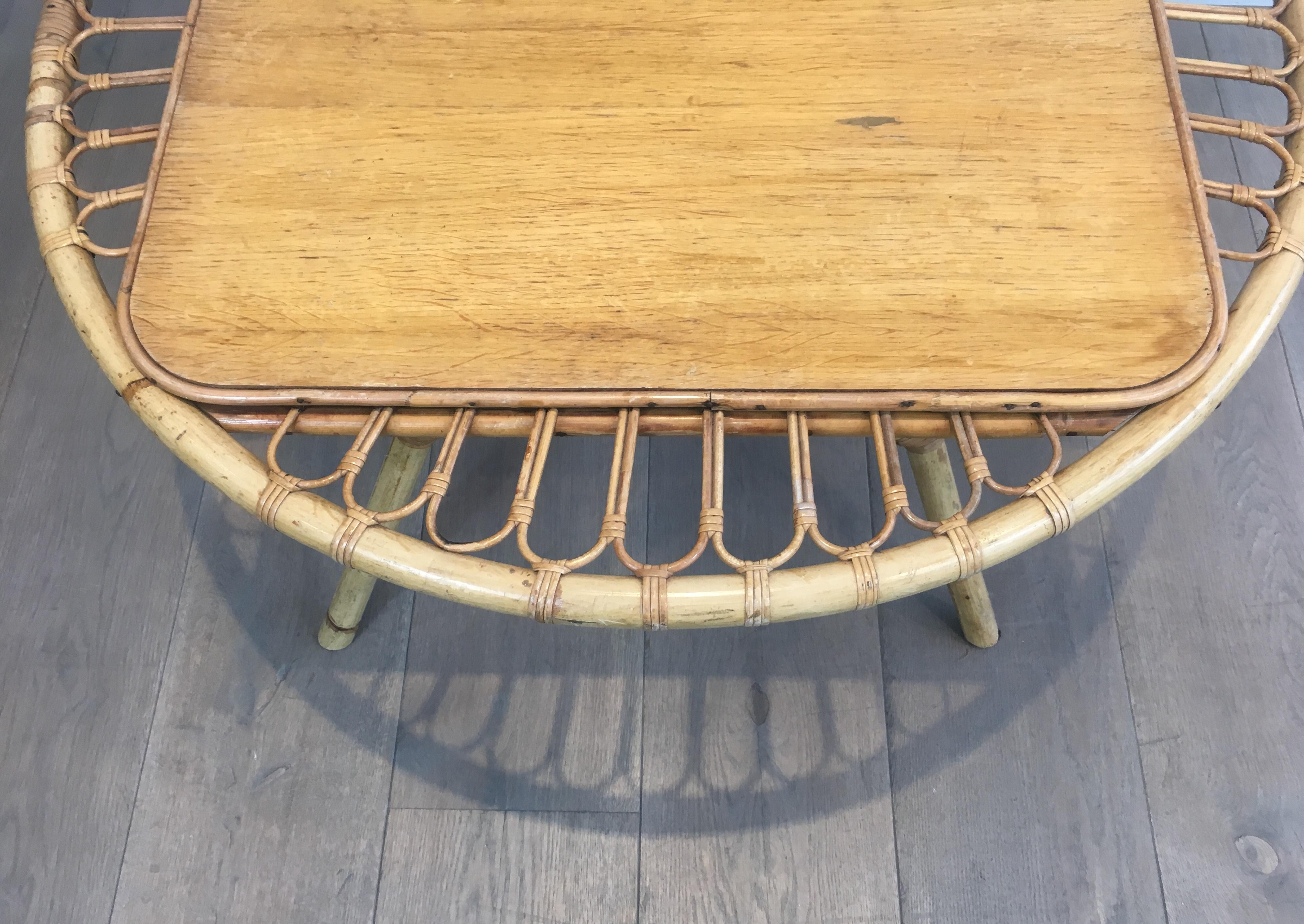 Rattan Trampoline Coffee Table. French Work. Circa 1950 For Sale 11