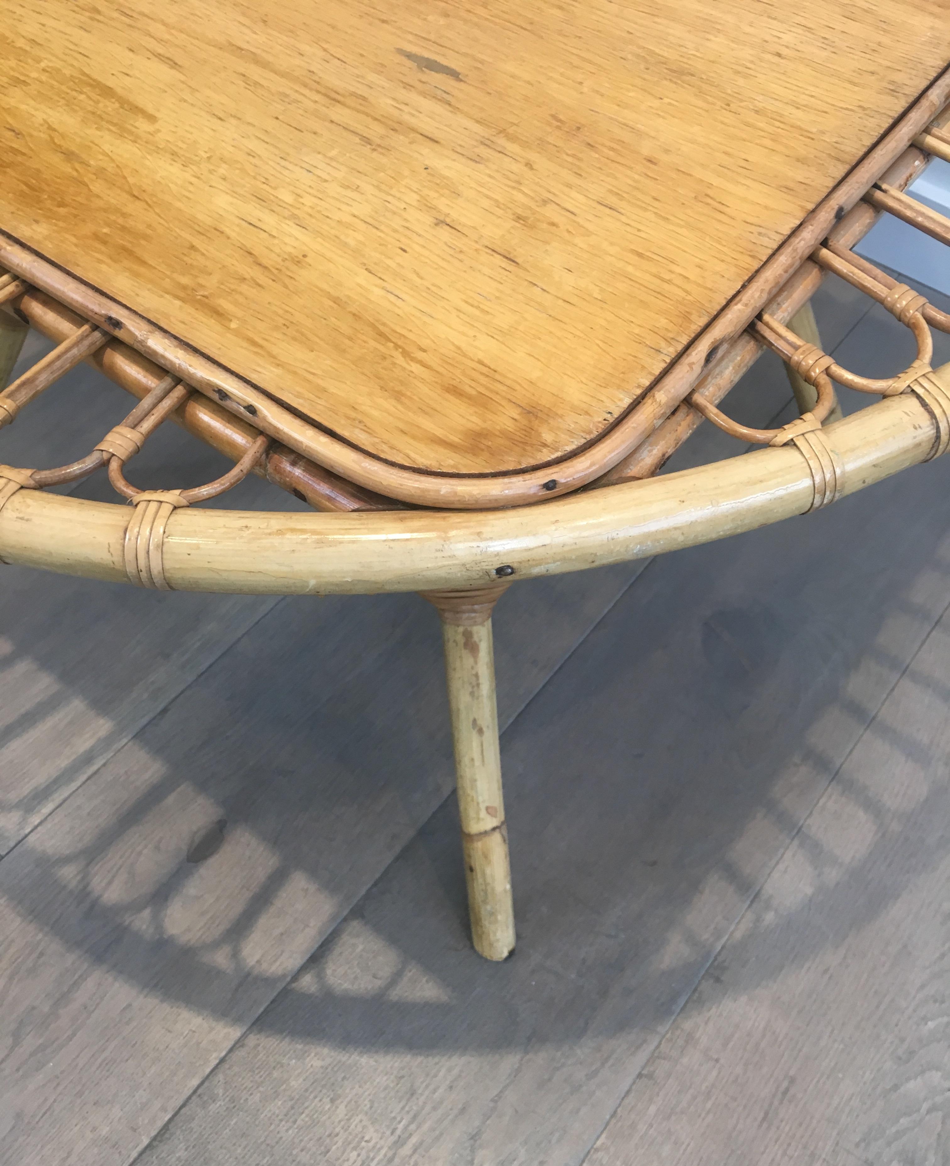 Rattan Trampoline Coffee Table. French Work. Circa 1950 For Sale 12