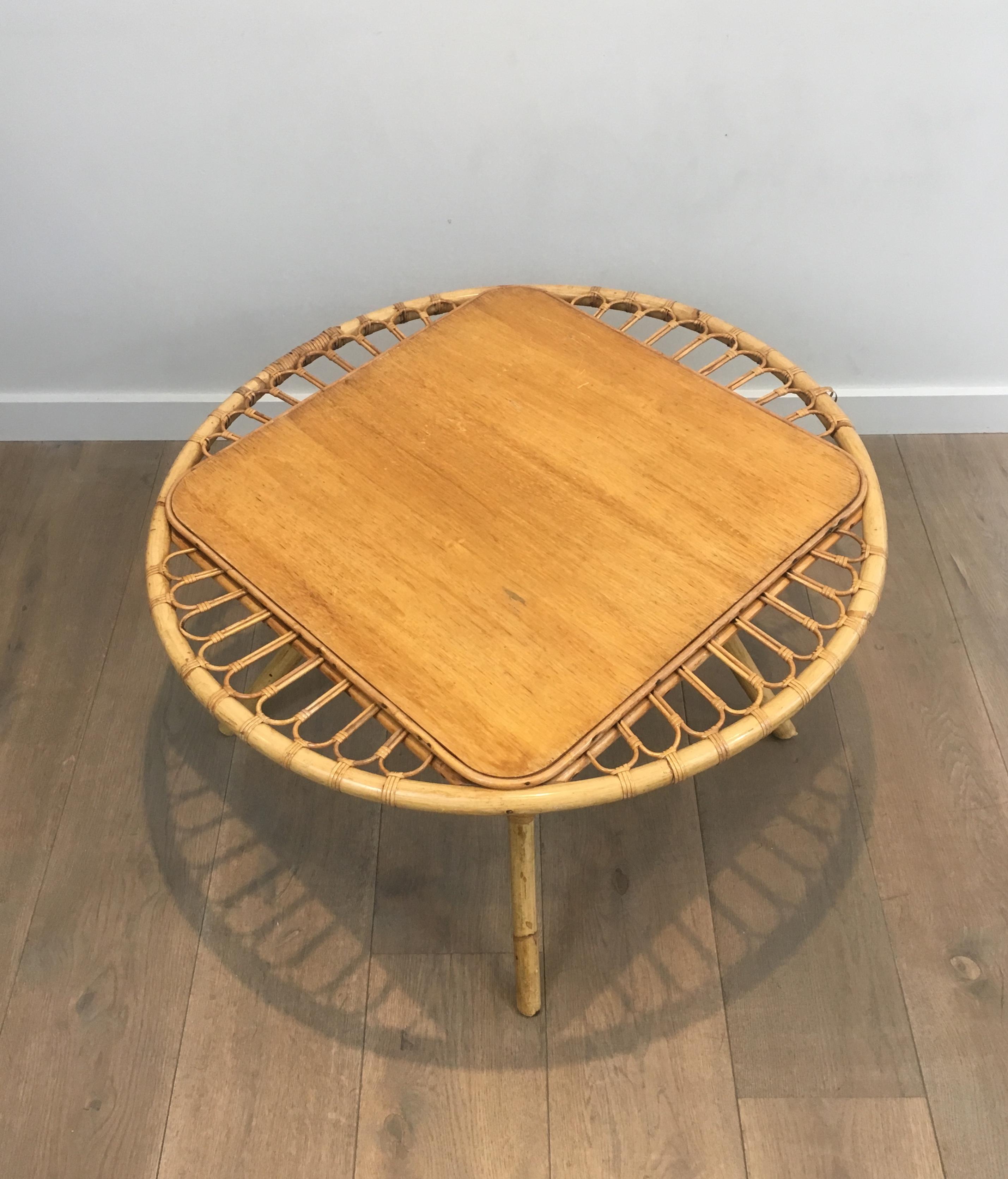 Rattan Trampoline Coffee Table. French Work. Circa 1950 For Sale 13
