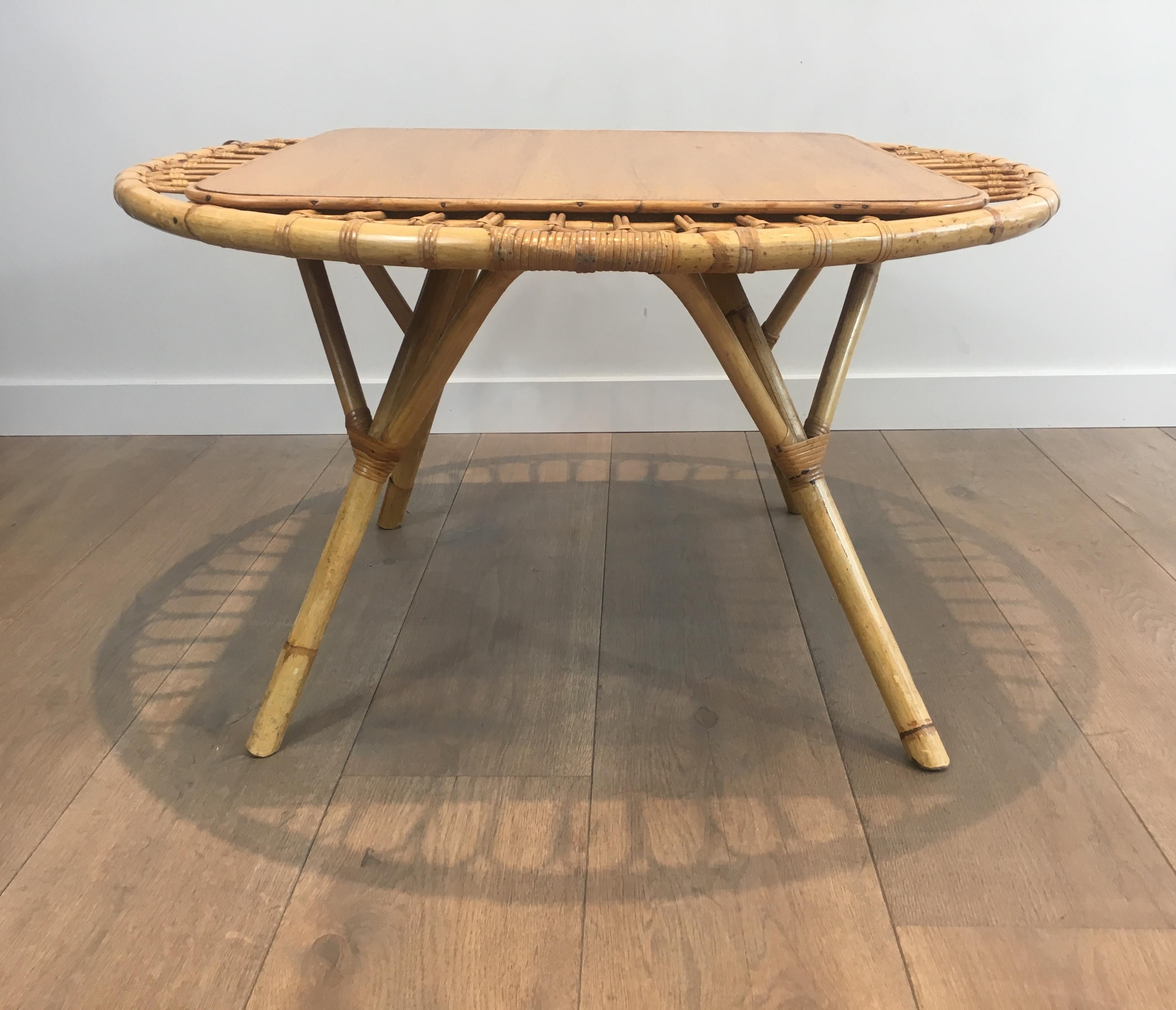 Rattan Trampoline Coffee Table. French Work. Circa 1950 For Sale 3