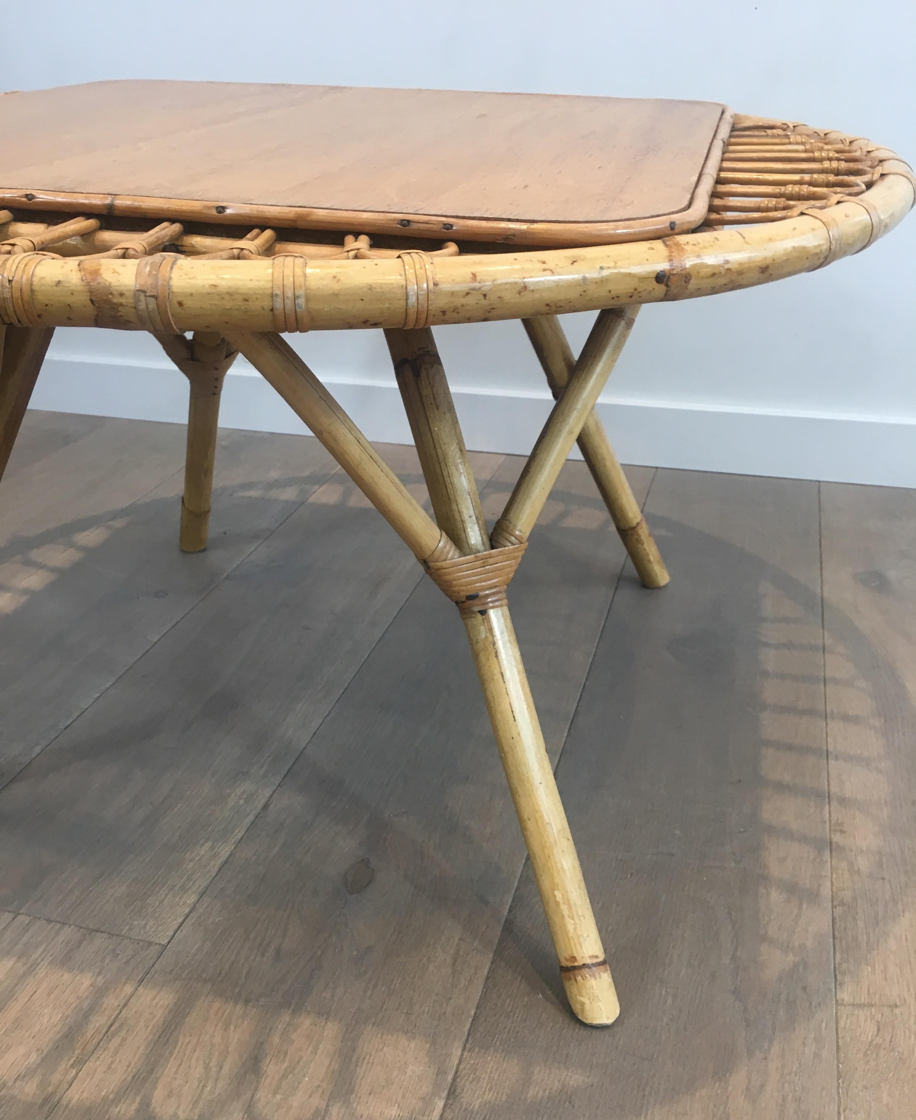 Rattan Trampoline Coffee Table. French Work. Circa 1950 For Sale 4