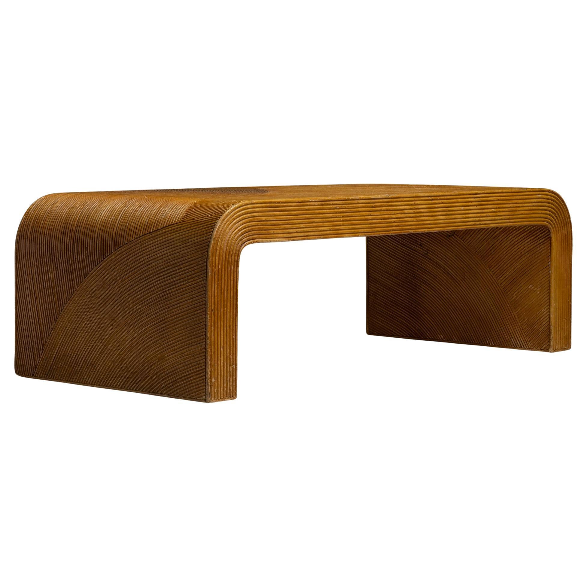 Table basse en rotin, Italie circa 1970 en vente