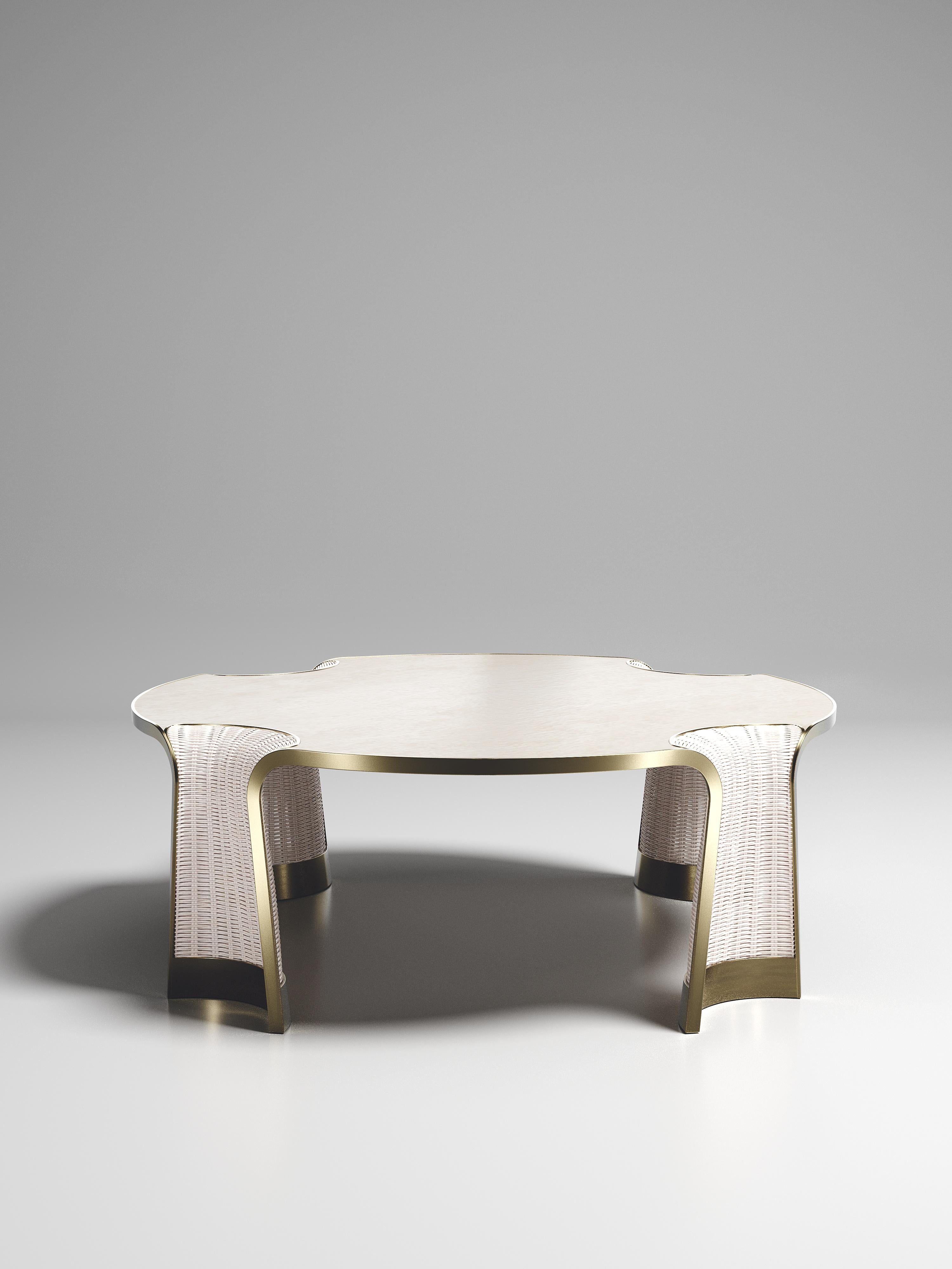 The Nymphea round coffee by R & Y Augousti is a part of their new Rattan capsule launch. The piece explores the brand's iconic DNA of bringing old world artisanal craft into a contemporary and utterly luxury feel. This table is done in a cream