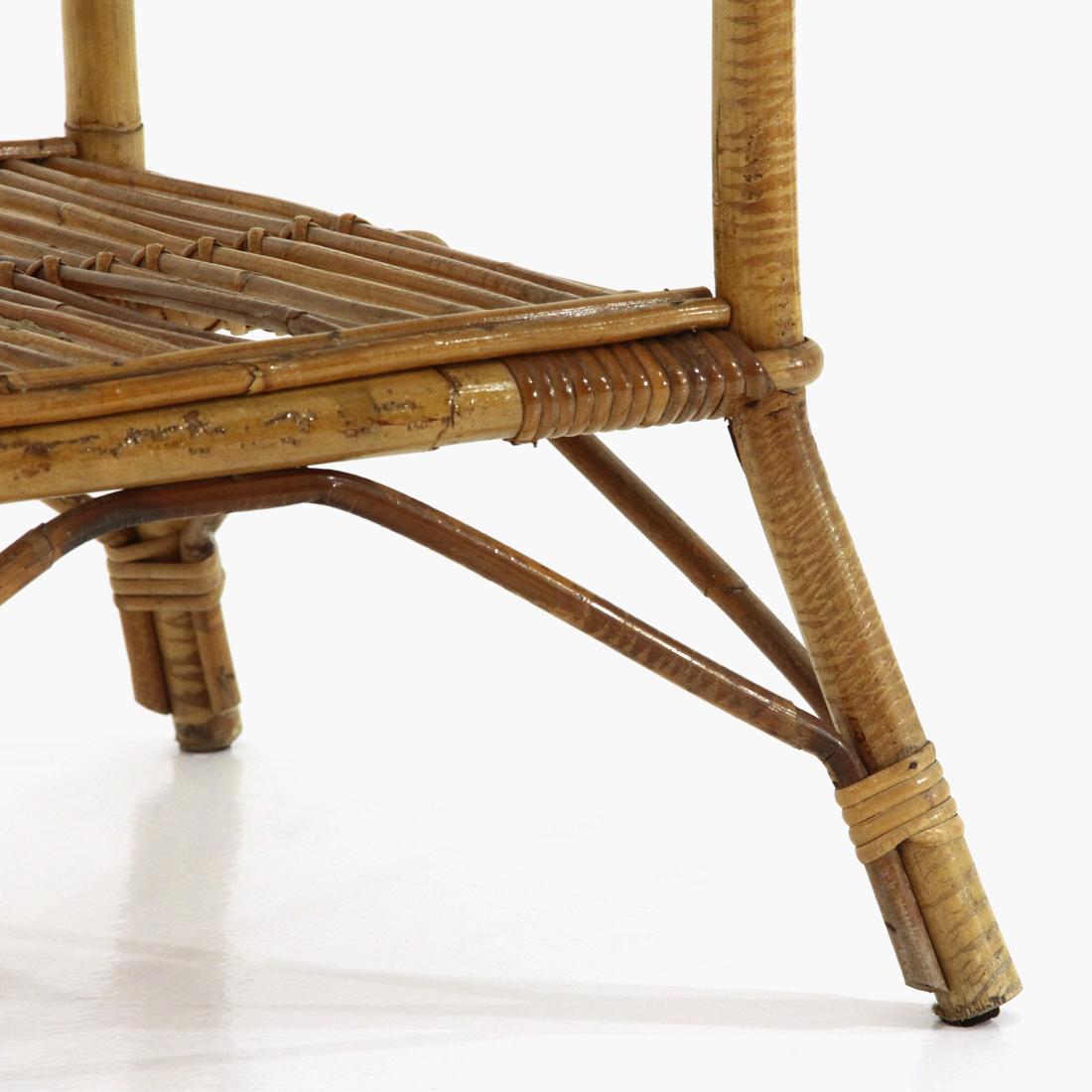Mid-20th Century Rattan Coffee Table with Round Top, 1950s For Sale