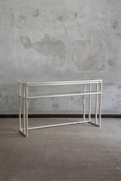 Rattan Console Table With Glass Shelves And Leather Bindings – Edizioni Molto