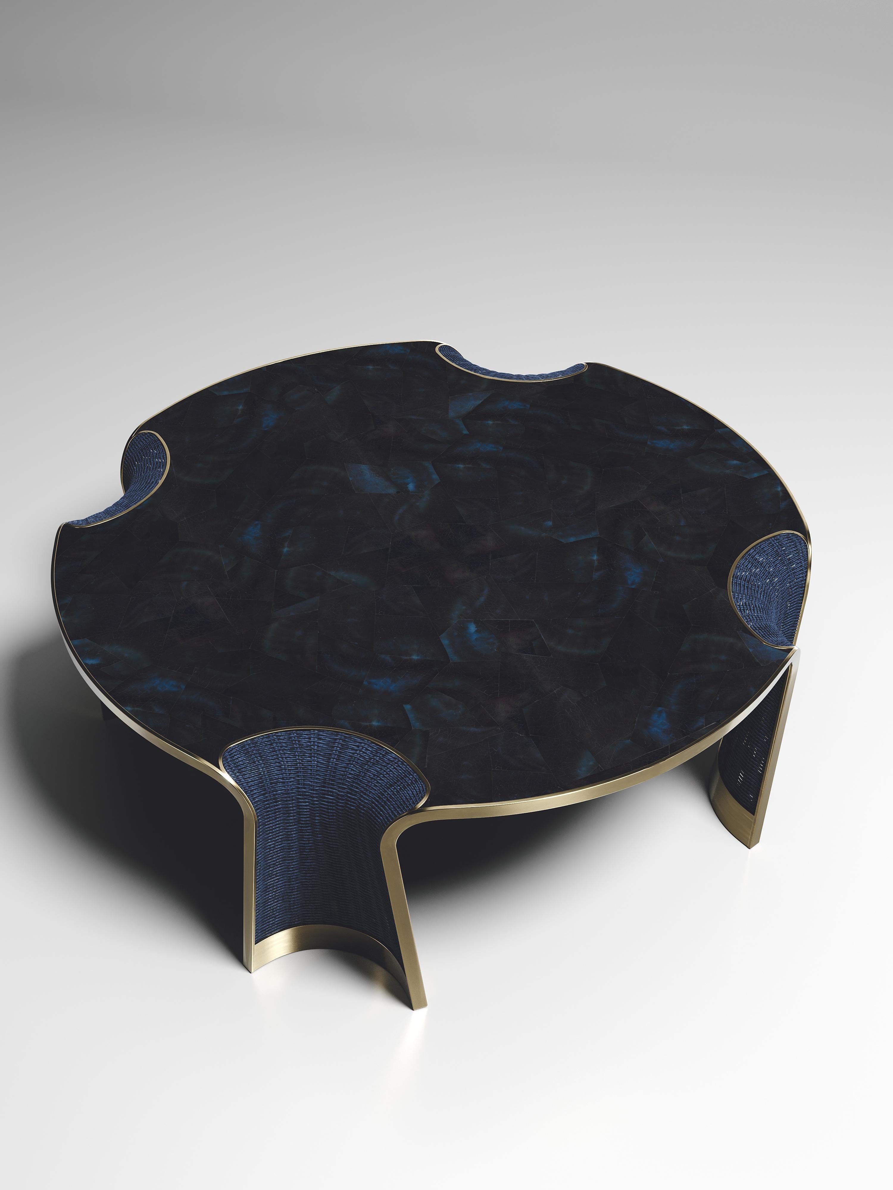 Rattan Console with Bronze-Patina Brass Inlay by R&Y Augousti For Sale 8