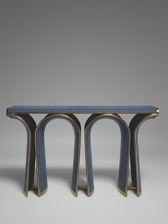 Rattan Console with Bronze-Patina Brass Inlay by R&Y Augousti