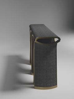 Konsole aus Rattan mit Bronze-Patina-Messing-Intarsien aus Messing von R&Y Augousti