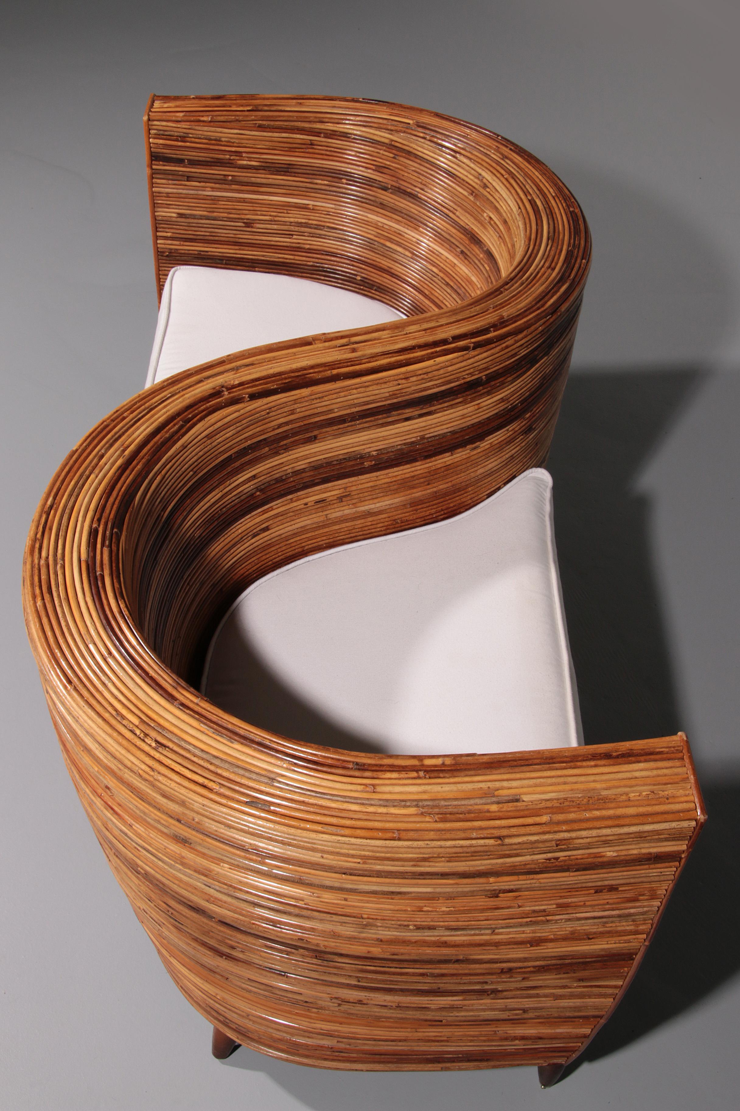 Rattan Conversation Chair by Vivai del Sud, 1980s 3