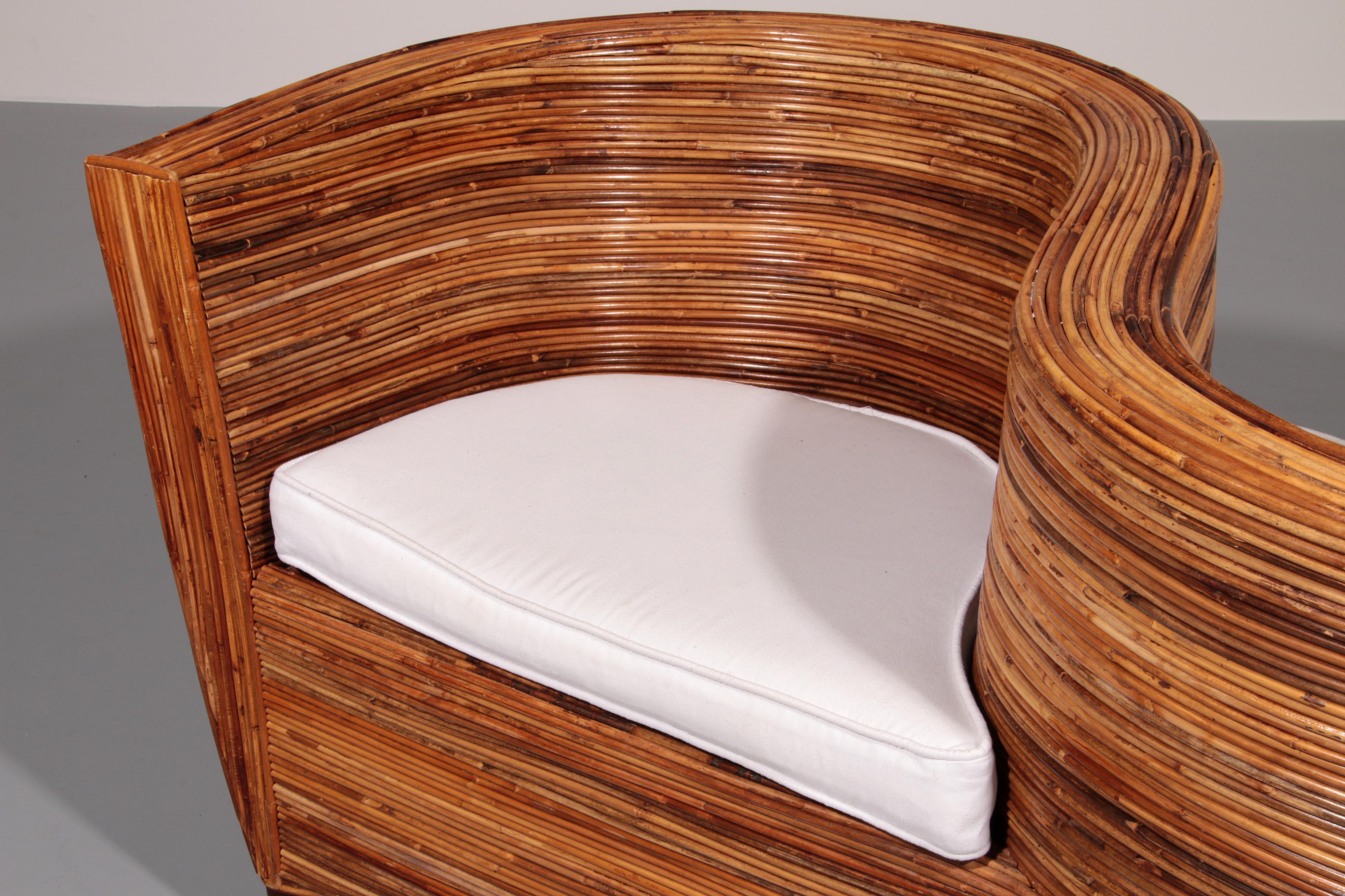 Chaise de conversation en rotin de Vivai del Sud, années 1980 4
