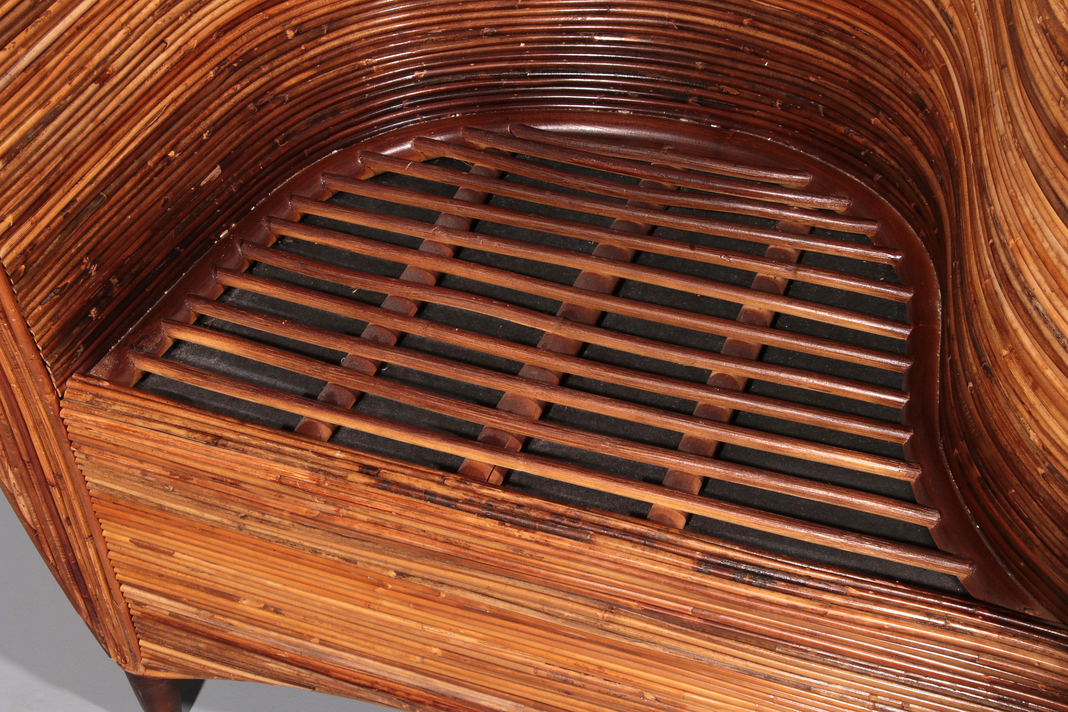 Rattan Conversation Chair by Vivai del Sud, 1980s 5