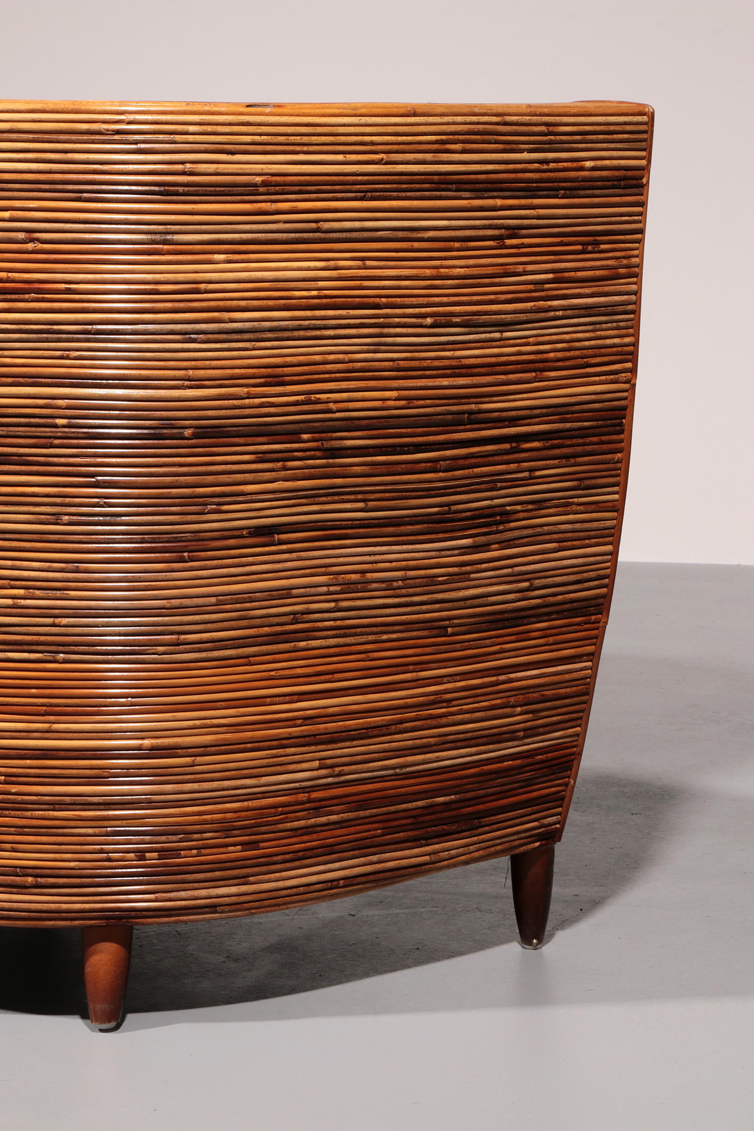 Bamboo Rattan Conversation Chair by Vivai del Sud, 1980s