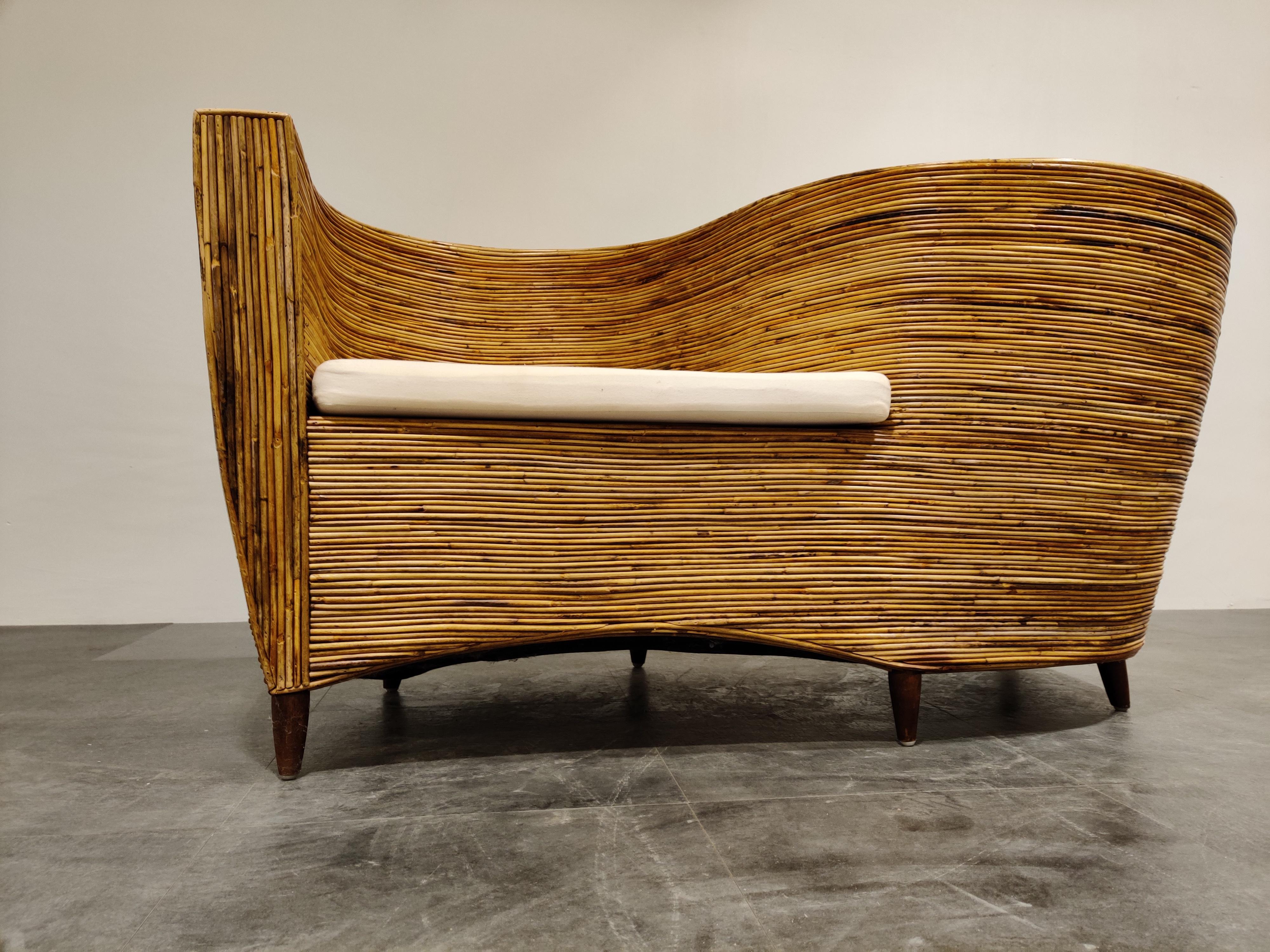 Rattan Conversation Chair by Vivai del Sud, 1980s 3