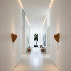 Rattan Core Wall Sconce 'Aurora'  Handcrafted Sculptural Uplight