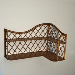 Rattan Corner Wall Shelves Attributed to Audoux-Minet