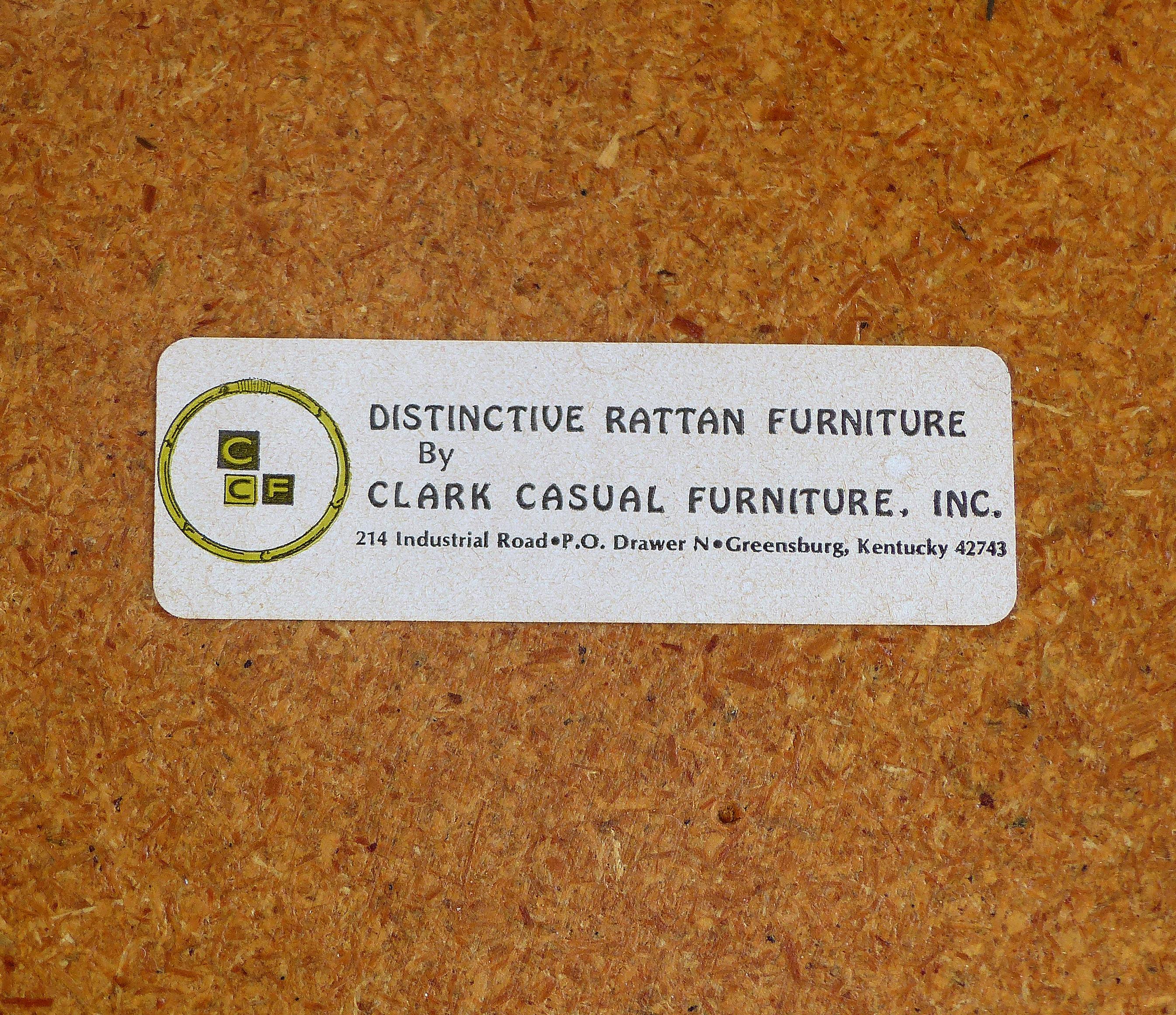 Naugahyde Clark Casual Furniture Rattan Counter Stools, three available