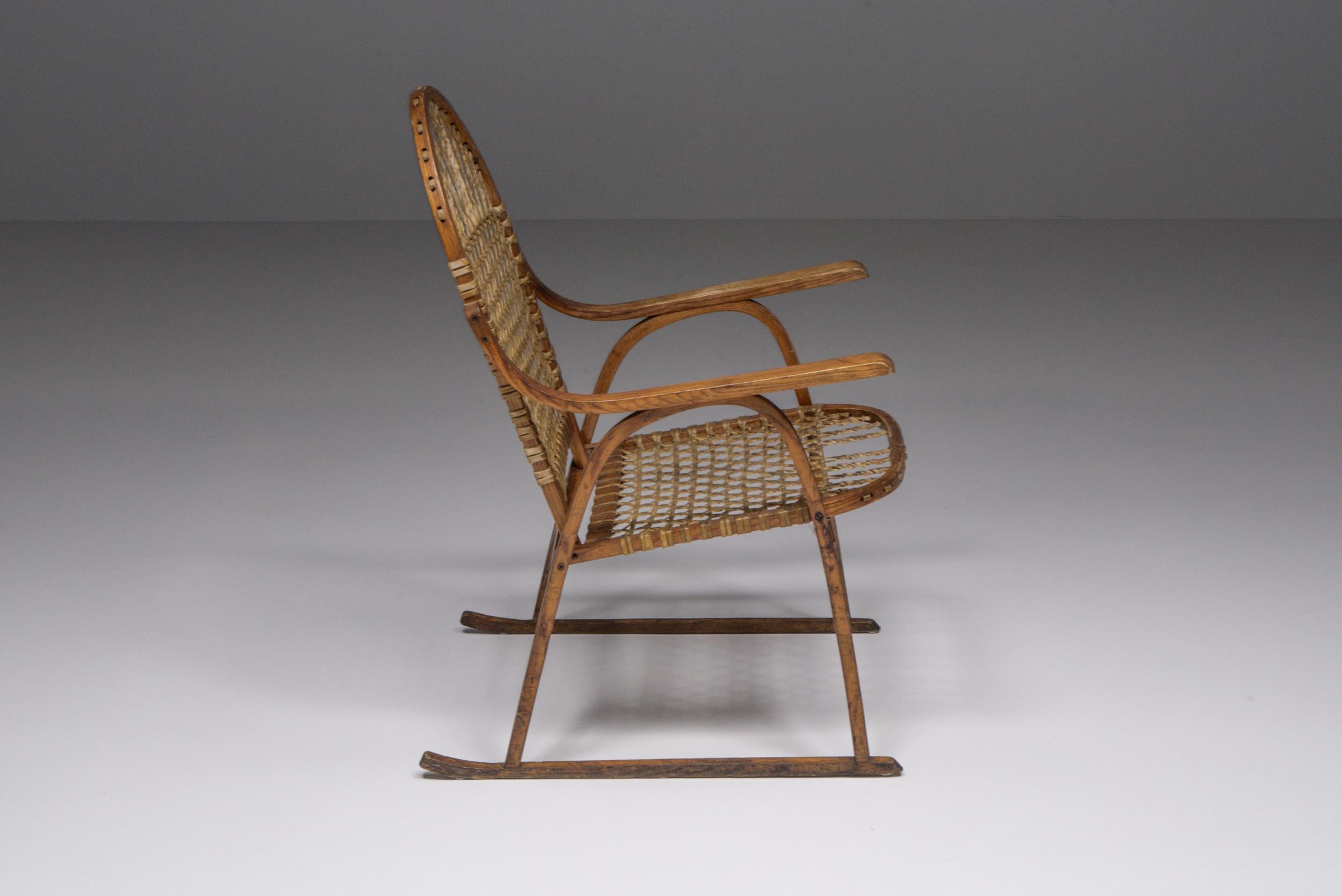 Rattan Craftsman Chair, French, Mid-Century Modern, 1950's In Excellent Condition In Antwerp, BE
