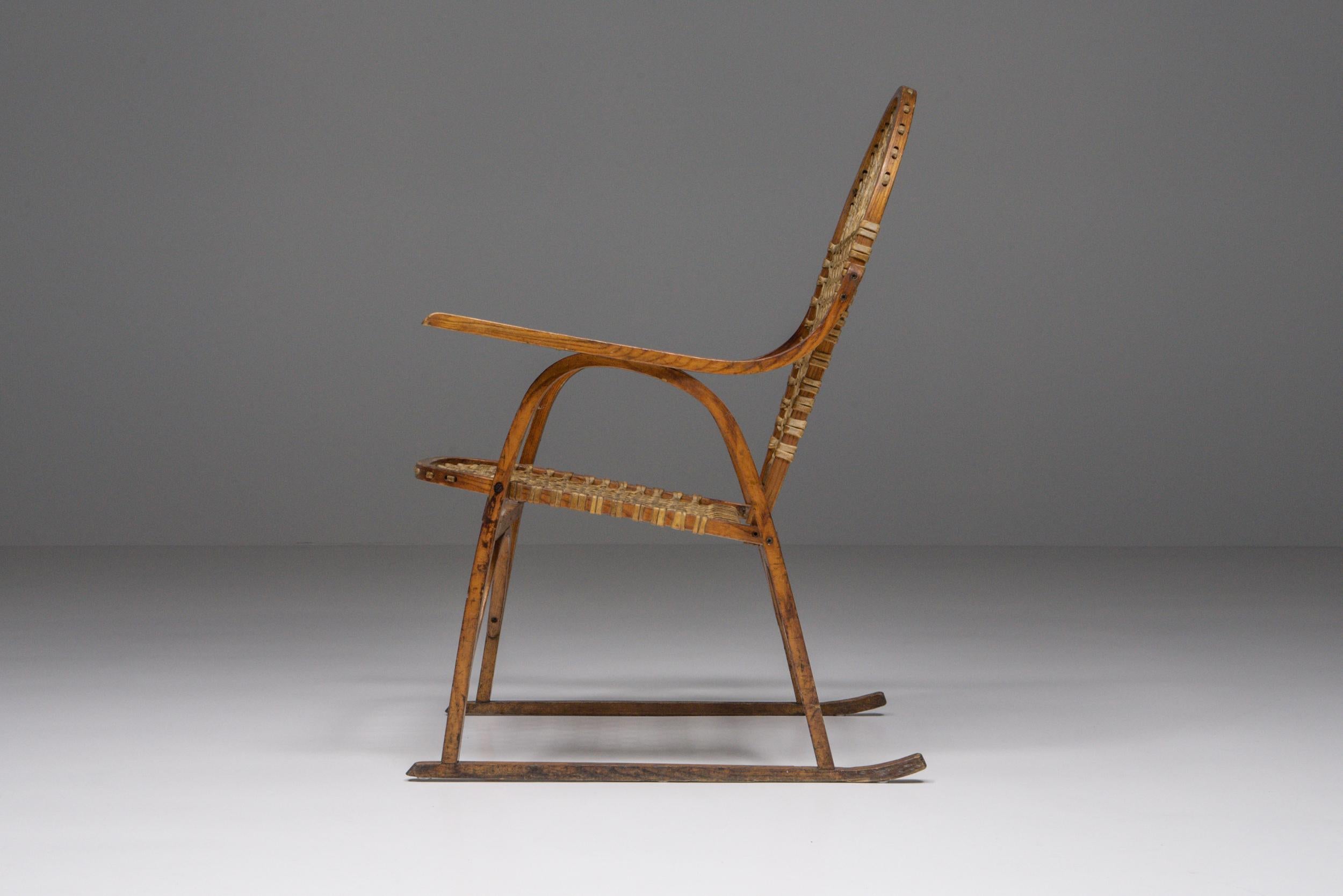Mid-20th Century Rattan Craftsman Chair, French, Mid-Century Modern, 1950's