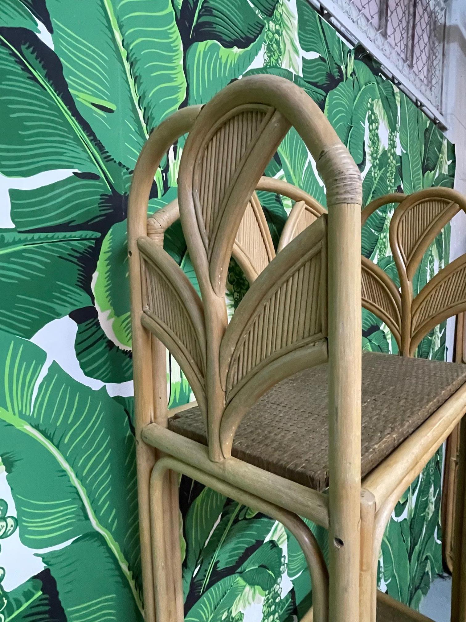 Organic Modern Rattan Crespi Style Split Reed Bookshelf/Étagère For Sale