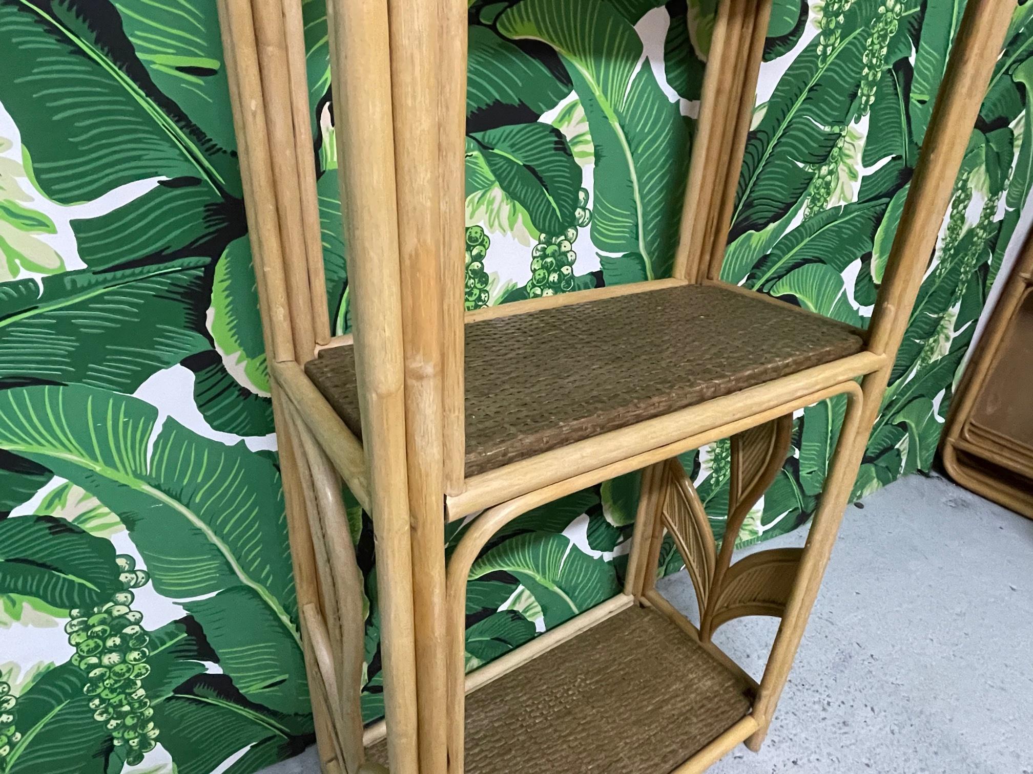 Late 20th Century Rattan Crespi Style Split Reed Bookshelf/Étagère For Sale