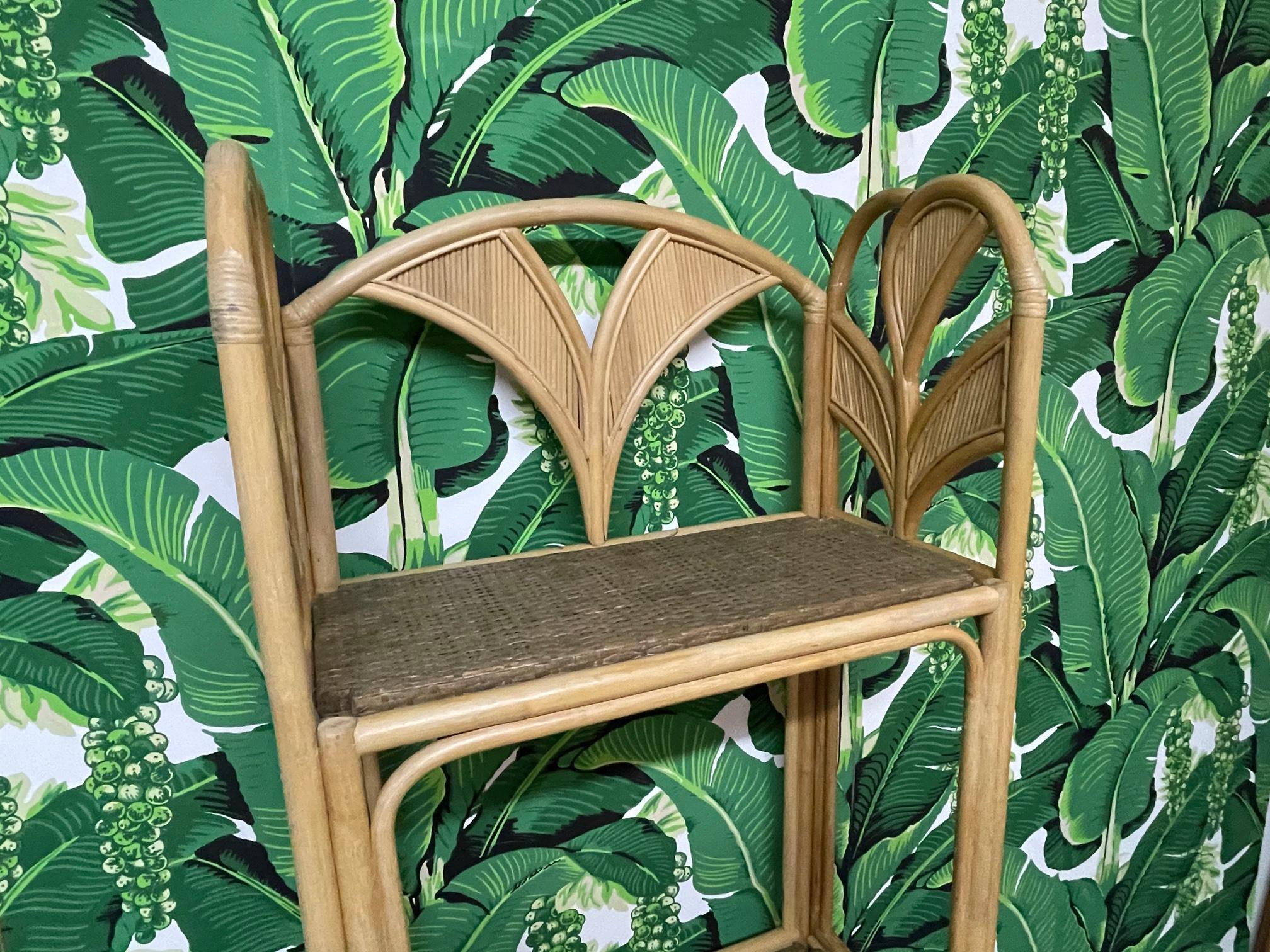 Wicker Rattan Crespi Style Split Reed Bookshelf/Étagère For Sale