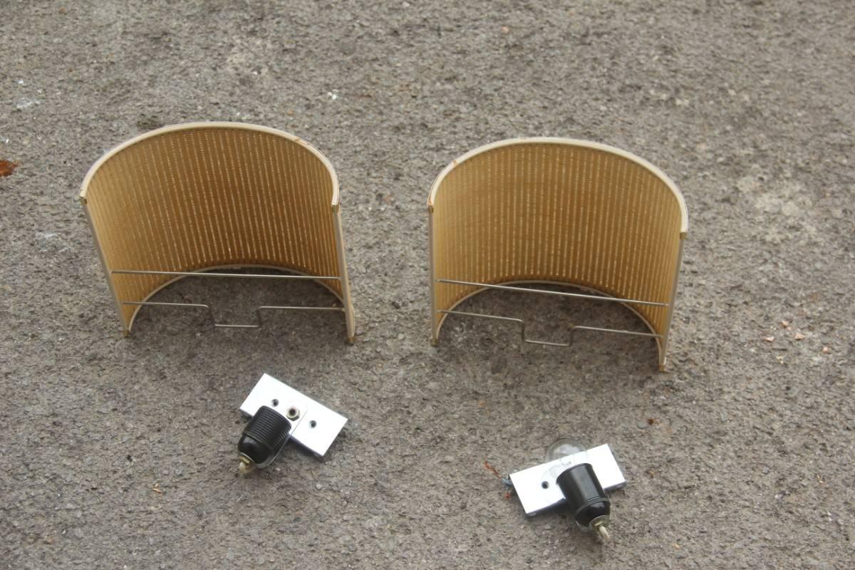 Rattan Curved Wall Lamps and Very Elegant Brass 1970s  1