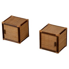 Rattan Dal Vera Inspired pair of Side Table or End Table, Italy, 1960s