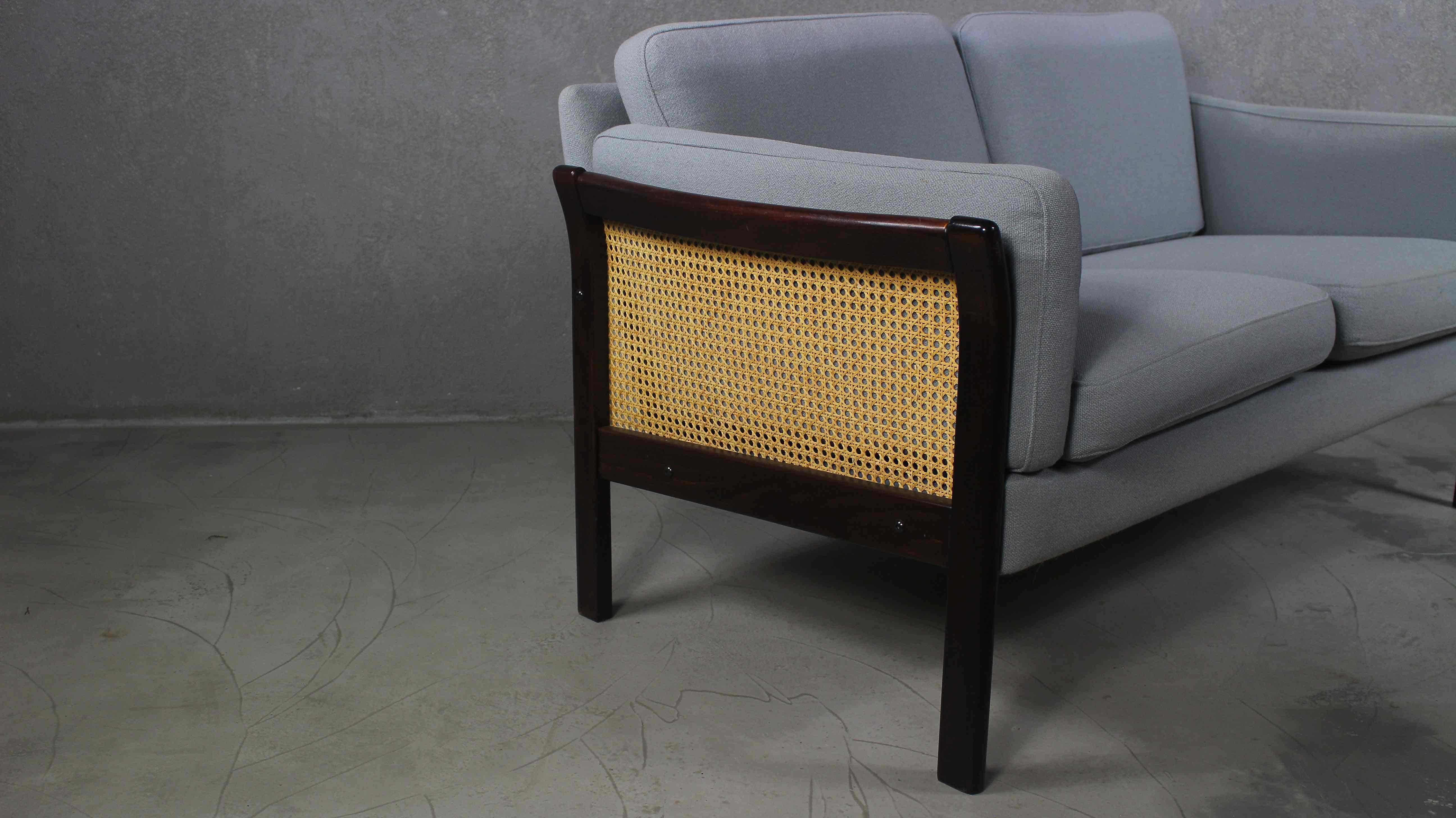 20th Century Rattan Danish Sofa, 1970s For Sale