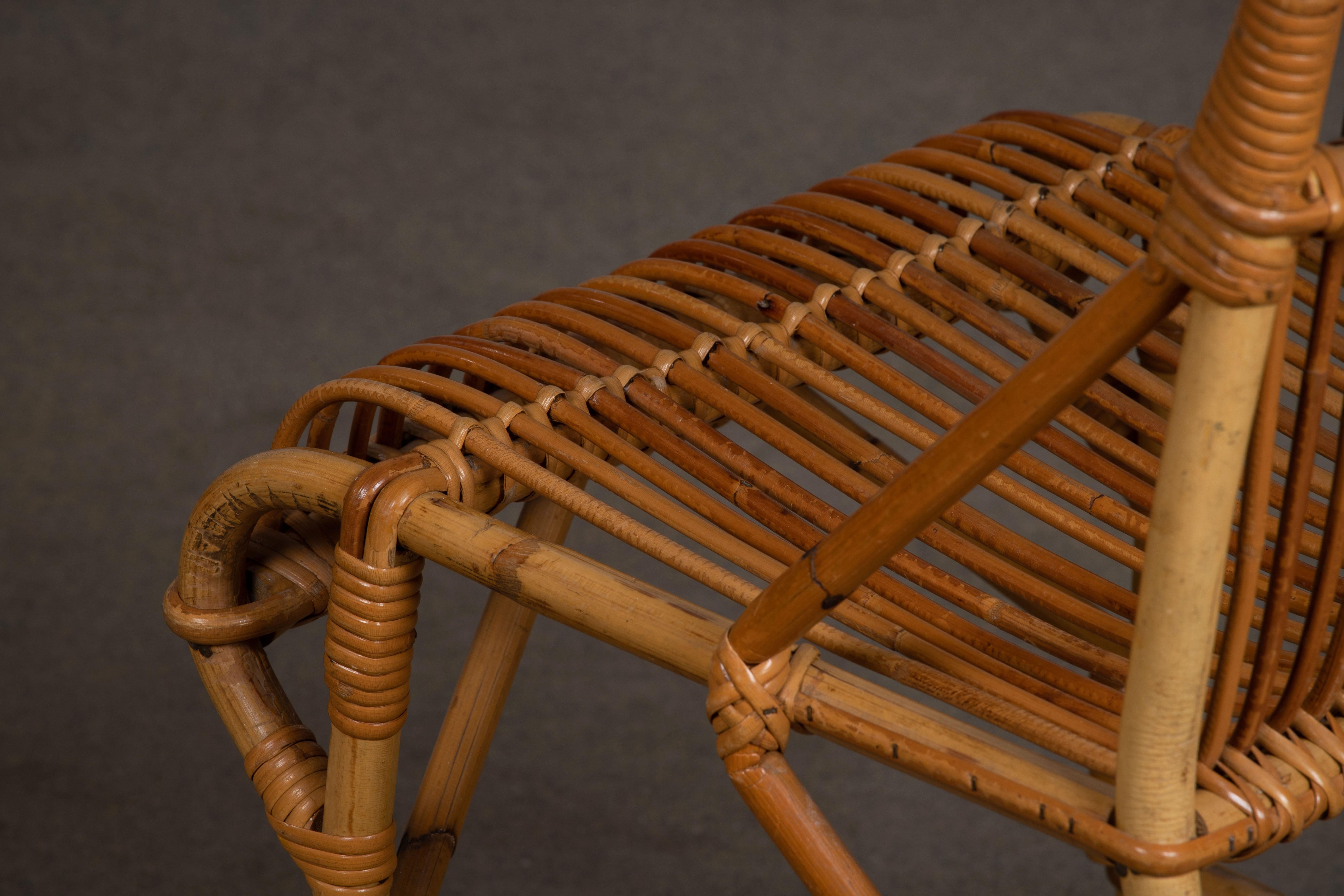 Rattan Desk Table and Chair by Louis Sognot, circa 1950s 9