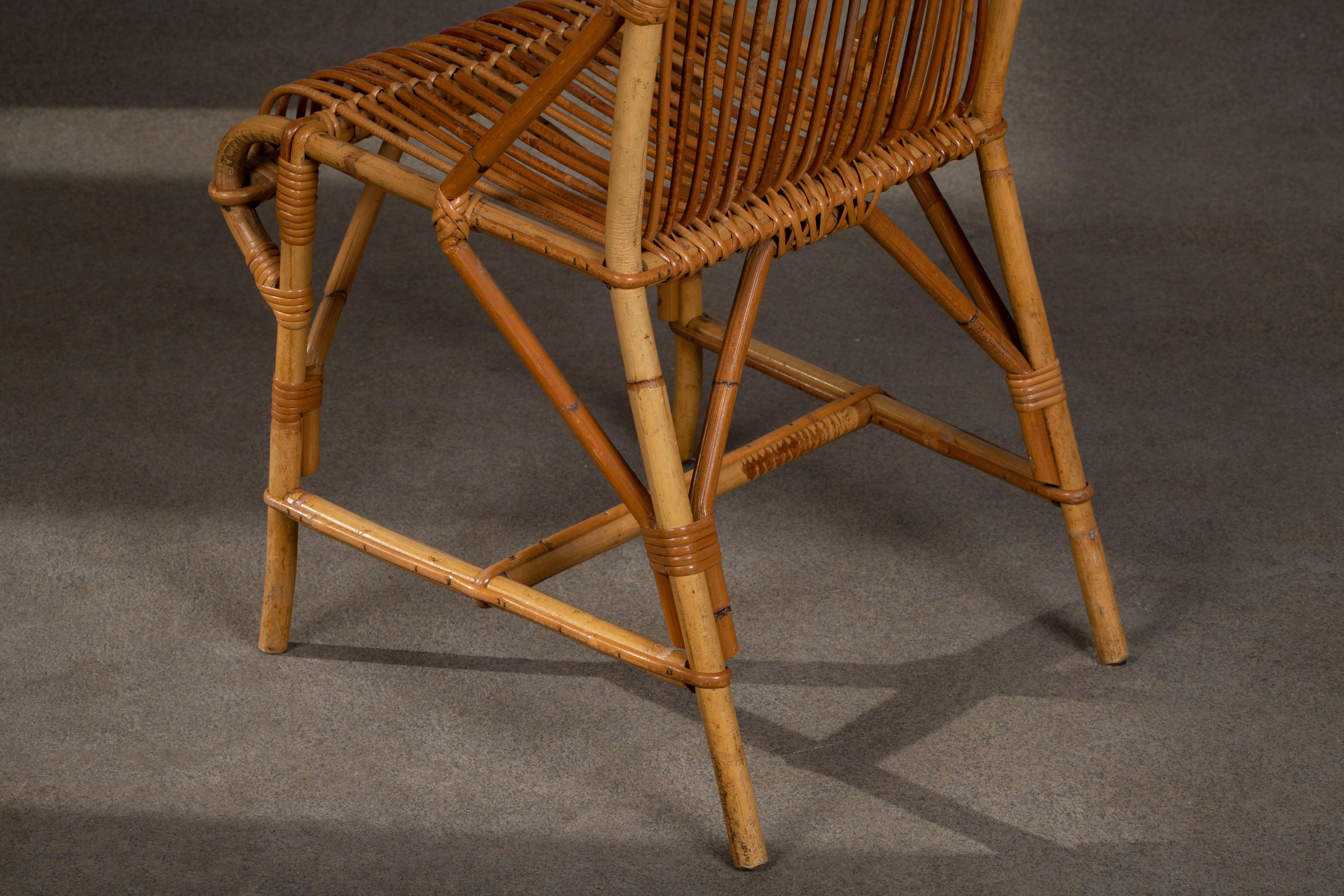 Rattan Desk Table and Chair by Louis Sognot, circa 1950s 13