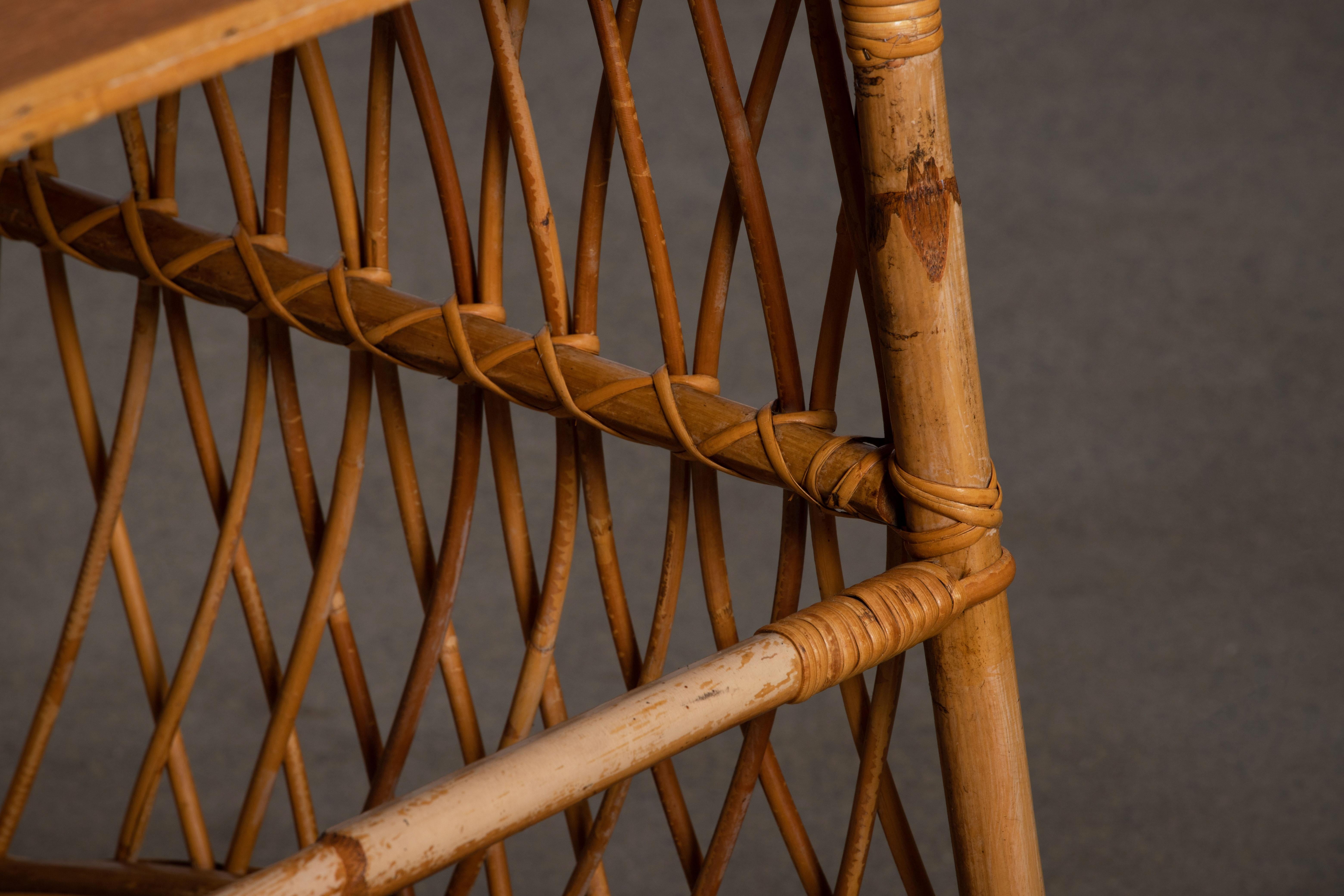 Rattan Desk Table by Louis Sognot, circa 1950s 3