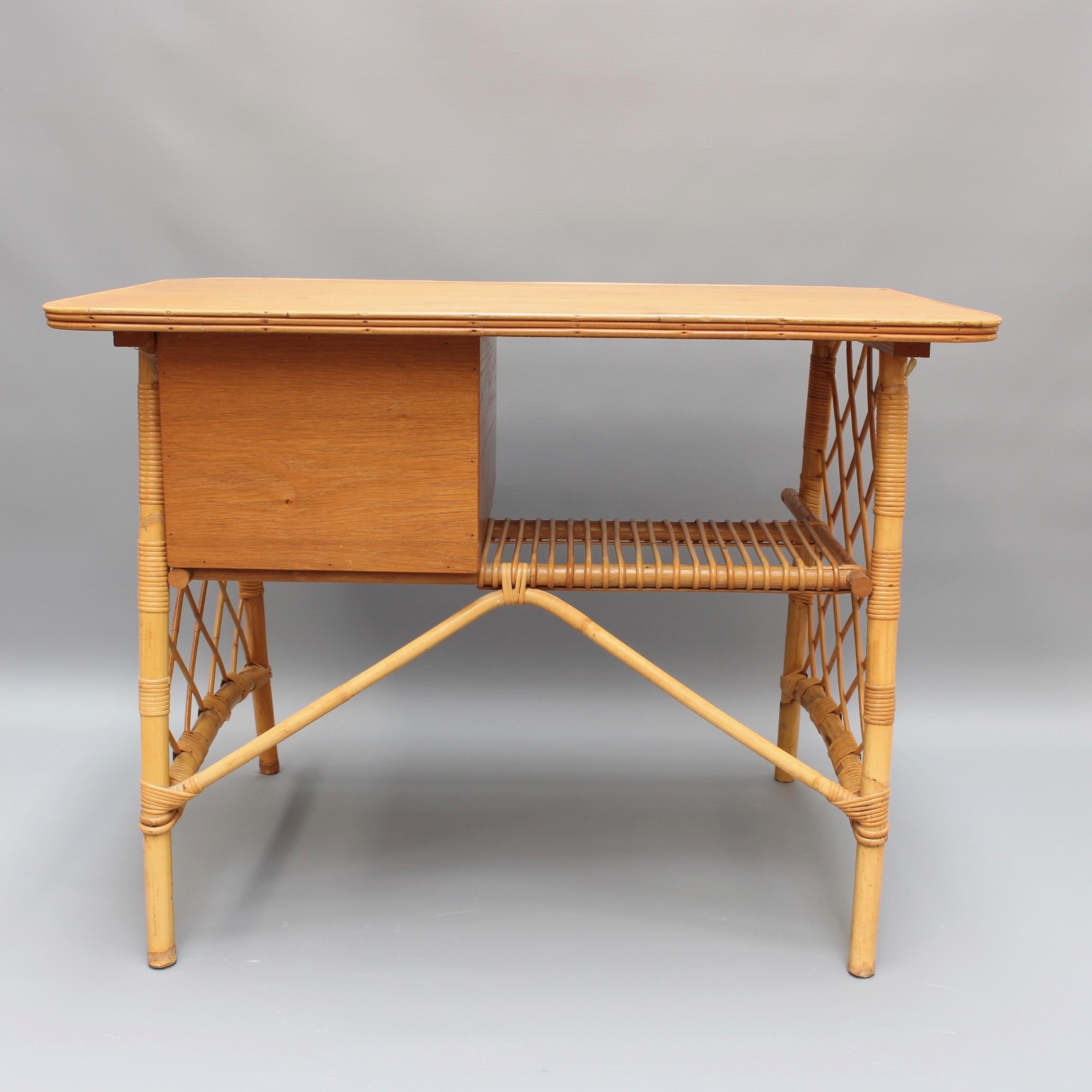 Rattan Desk / Vanity Table and Chair by Louis Sognot 'circa 1950s' 3