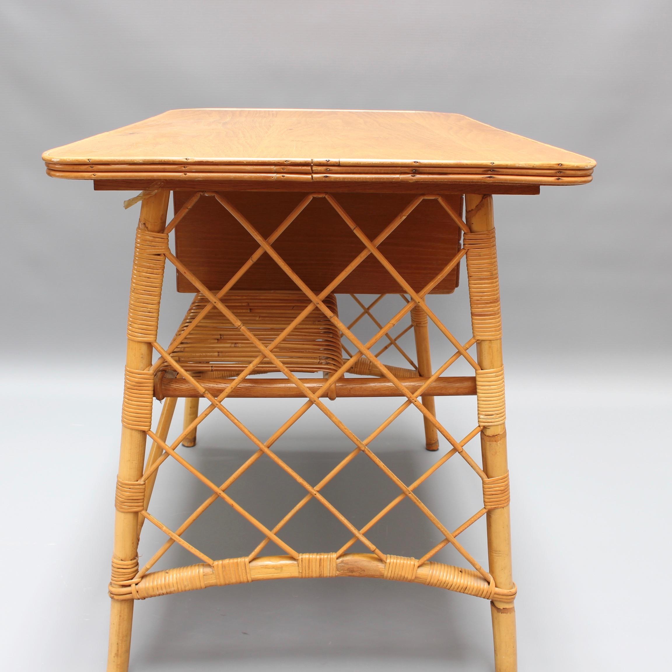 Rattan Desk / Vanity Table and Chair by Louis Sognot 'circa 1950s' 6