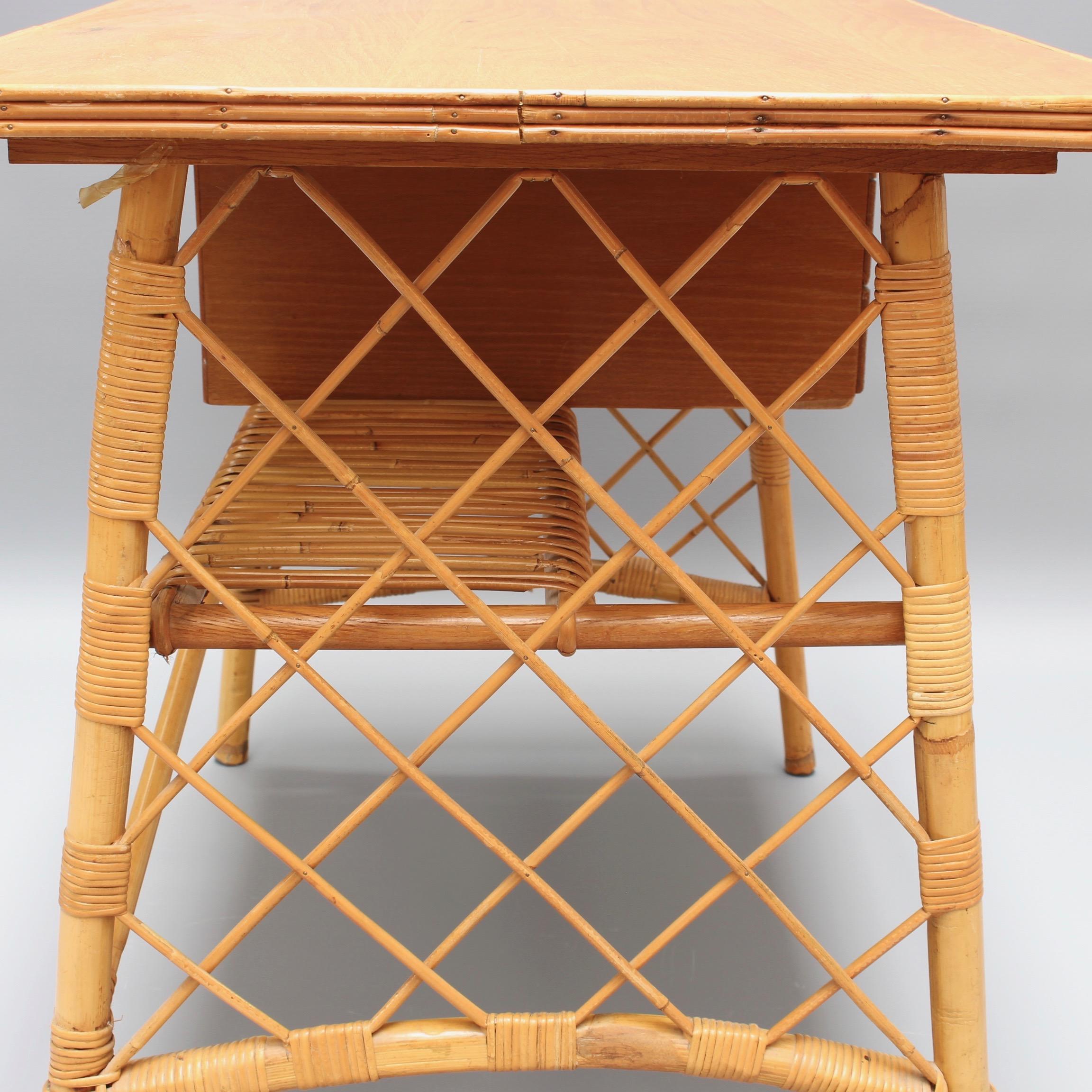 Rattan Desk / Vanity Table and Chair by Louis Sognot 'circa 1950s' 7