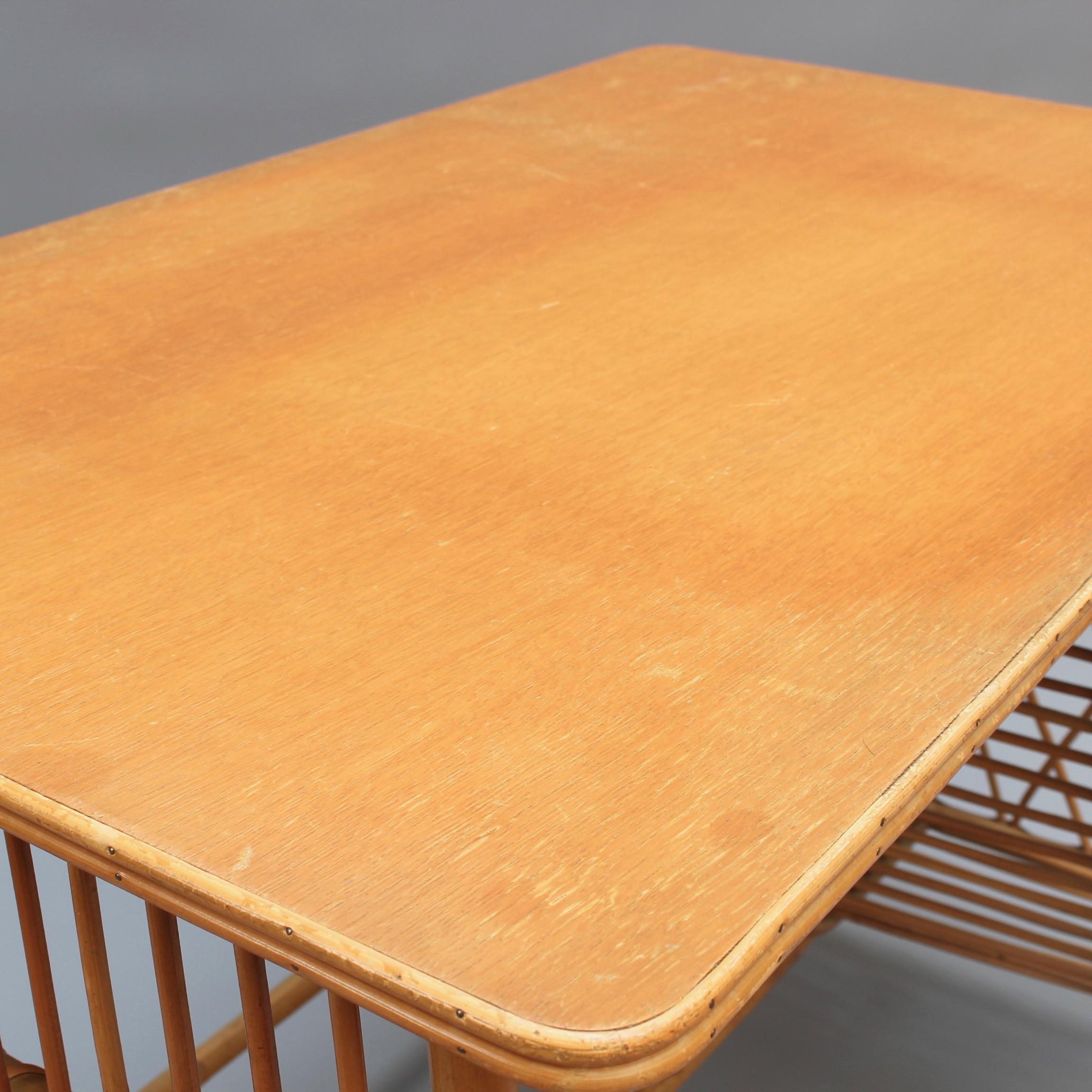 Rattan Desk / Vanity Table and Chair by Louis Sognot, circa 1950s 6