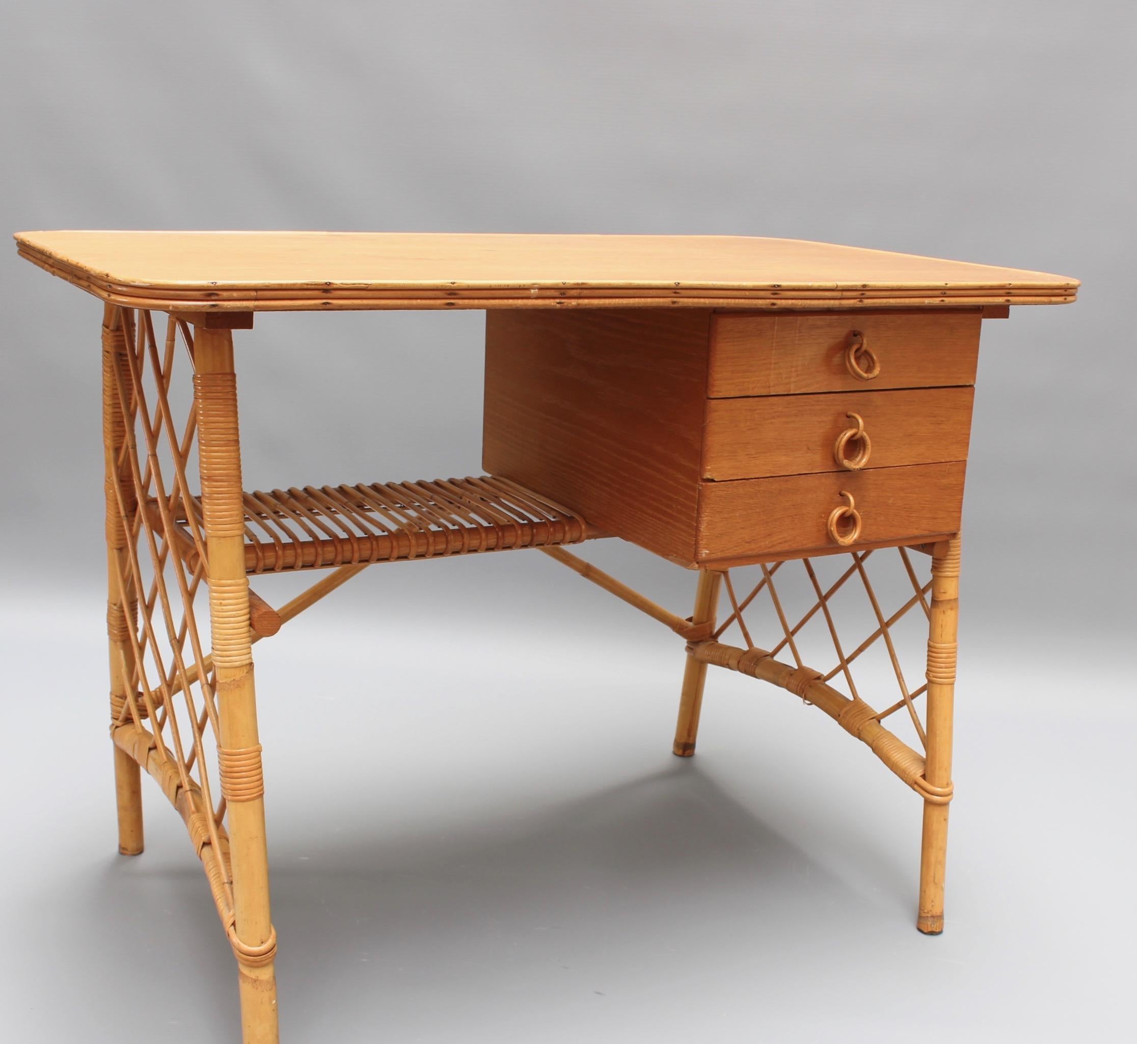 Rattan Desk / Vanity Table and Chair by Louis Sognot 'circa 1950s' 8