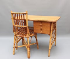 Rattan Desk / Vanity Table and Chair by Louis Sognot 'circa 1950s'