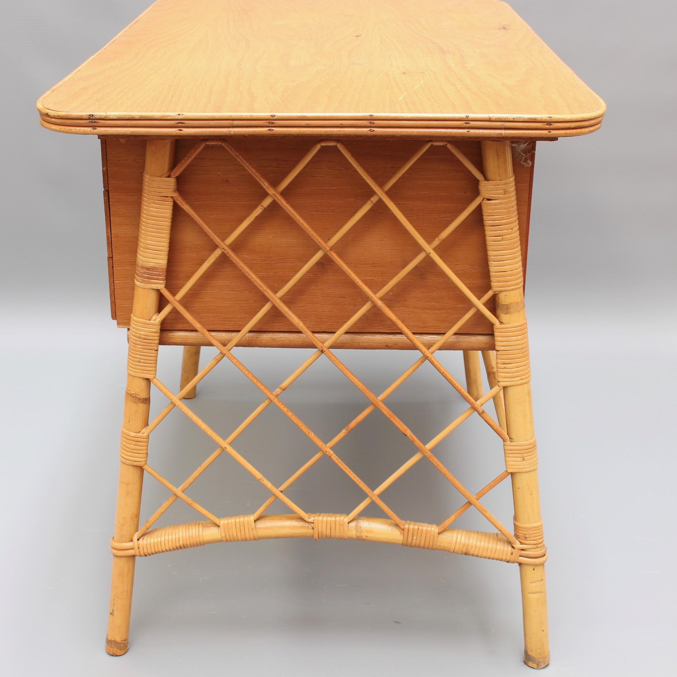 Rattan Desk / Vanity Table and Chair by Louis Sognot 'circa 1950s' In Good Condition In London, GB