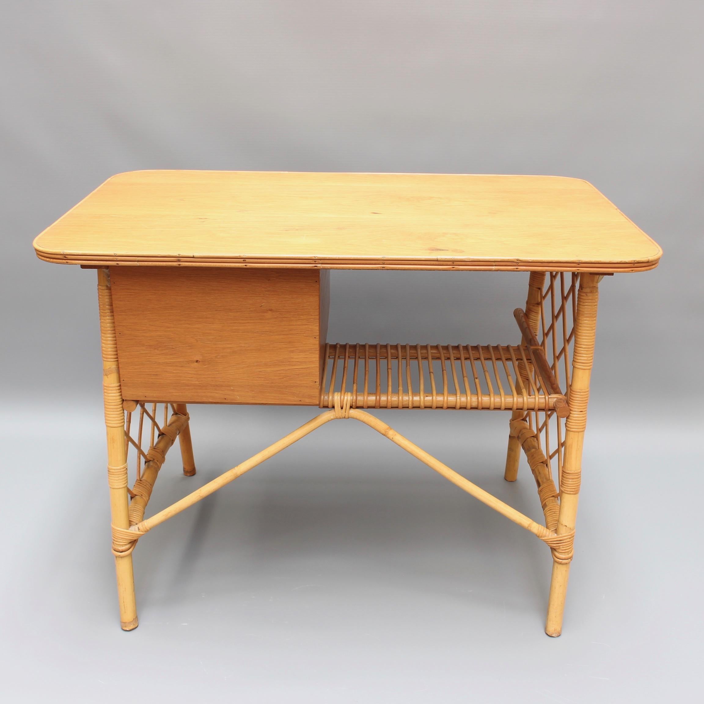 Rattan Desk / Vanity Table and Chair by Louis Sognot 'circa 1950s' 2