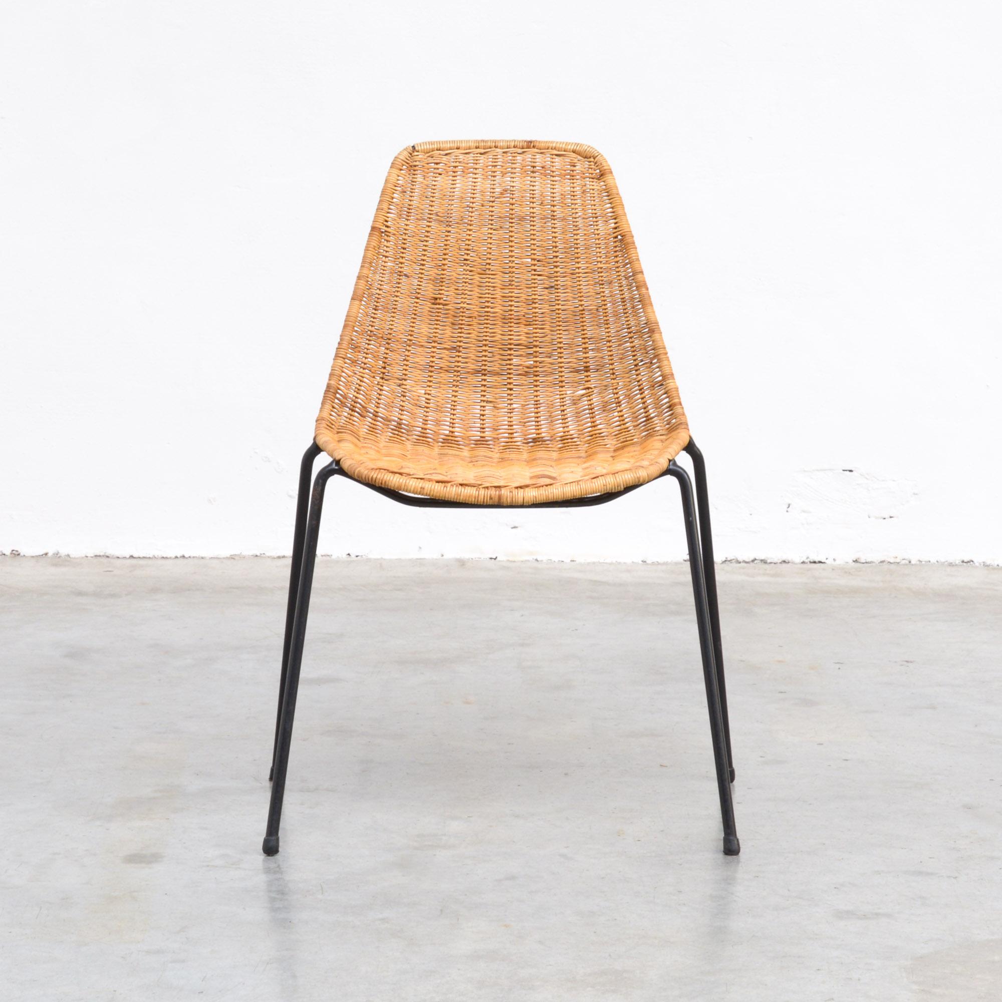 Metal Wicker Dining Chairs by Gian Franco Legler