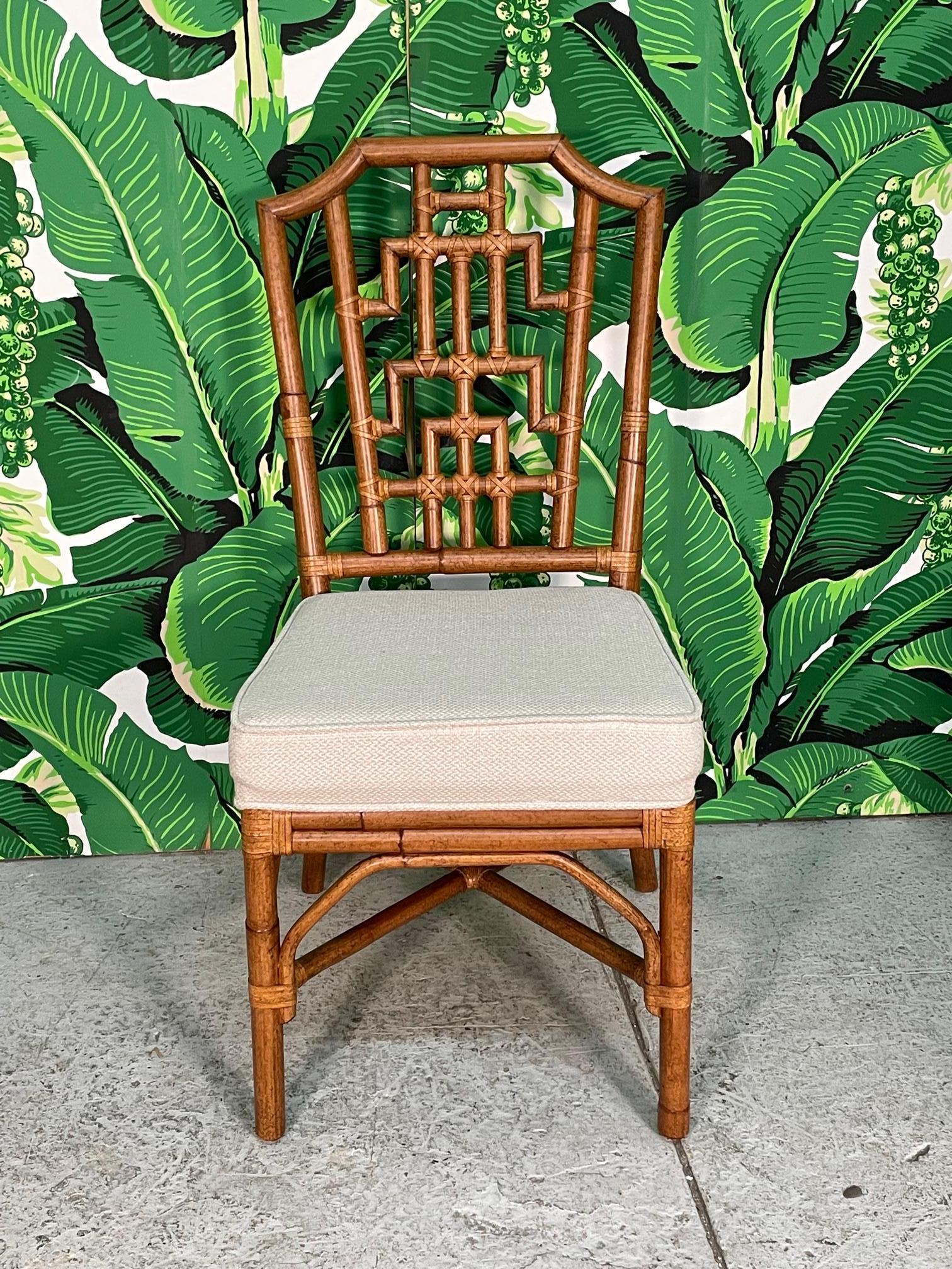 Late 20th Century Rattan Dining Chairs in Chinese Chippendale Style, Set of 6