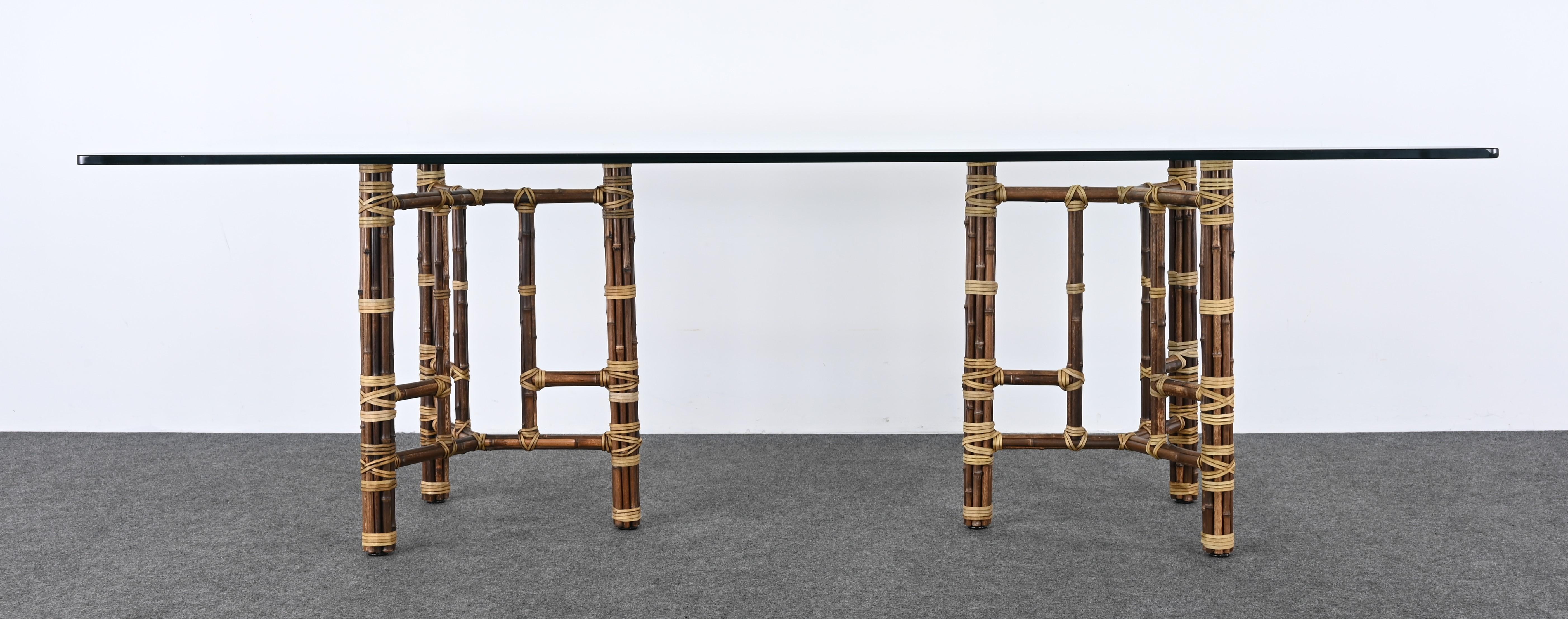 Organic Modern Rattan Dining Table by McGuire, 1980s