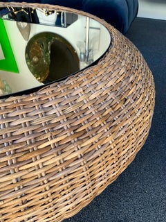 Rattan Donuts Coffee Cocktail Table, Italy, 1970s