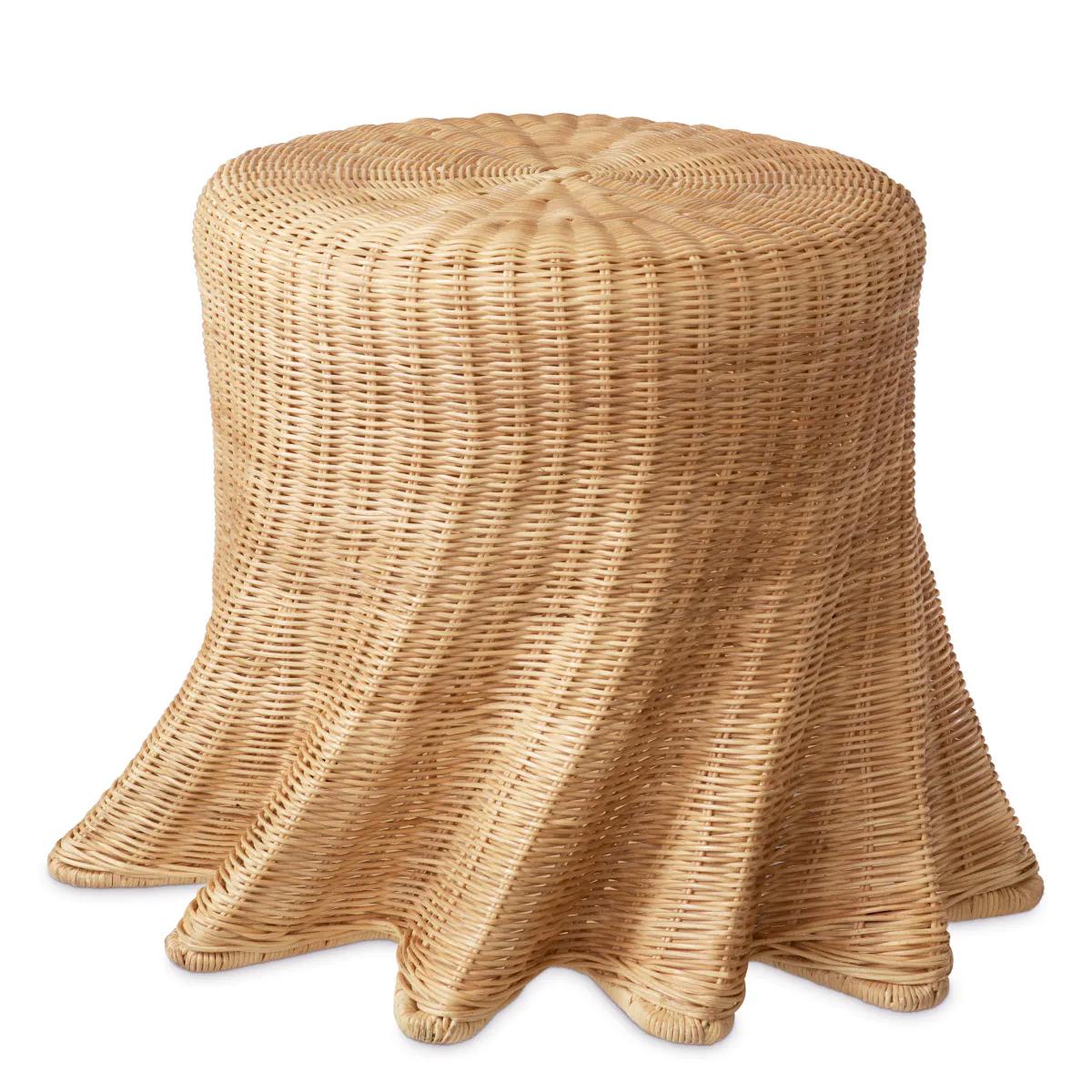 Indonesian Rattan Drape Side Table For Sale