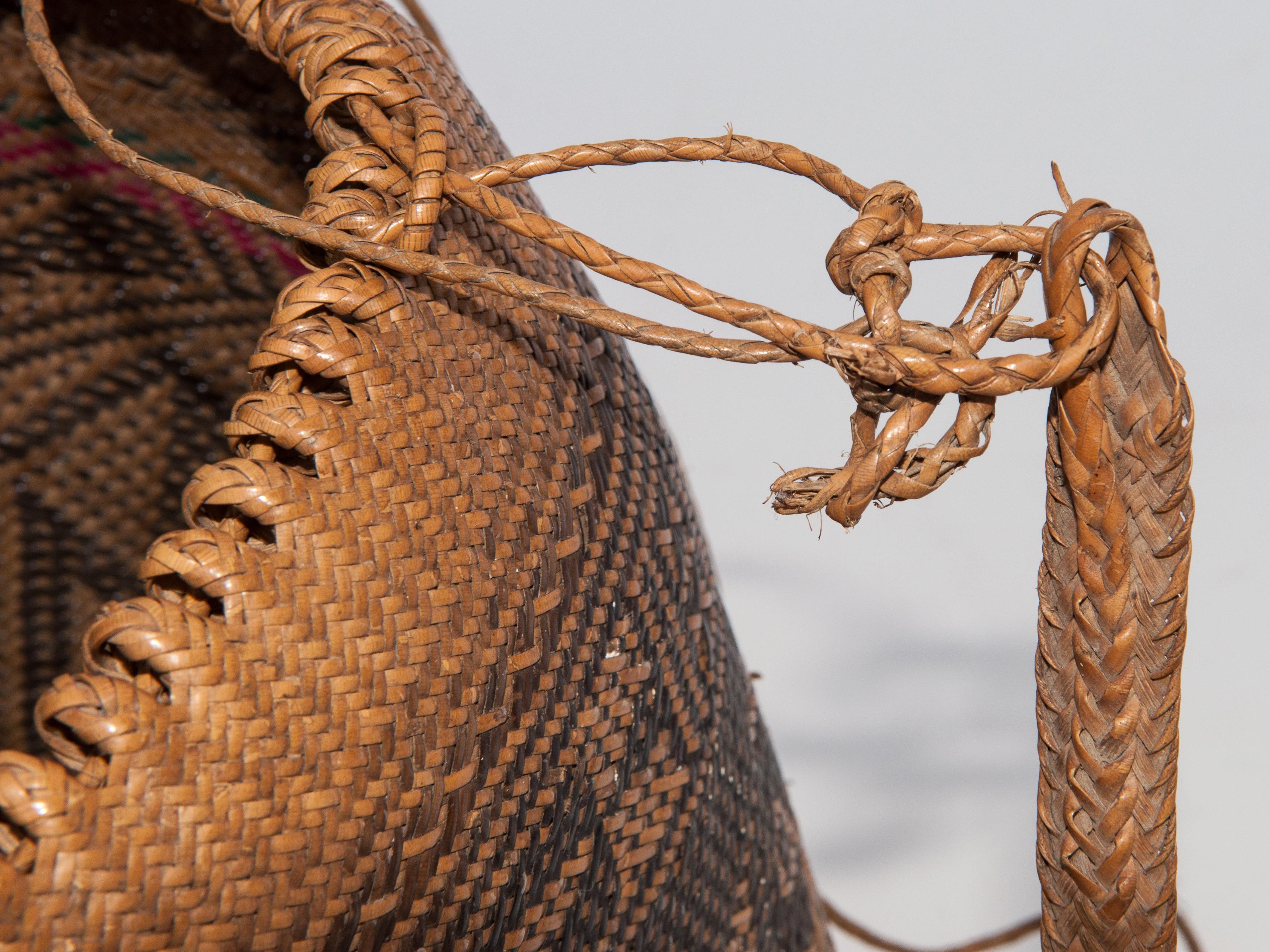 Rattan Drawstring Shoulder Bag Basket, Punan of Borneo, Late 20th Century 5